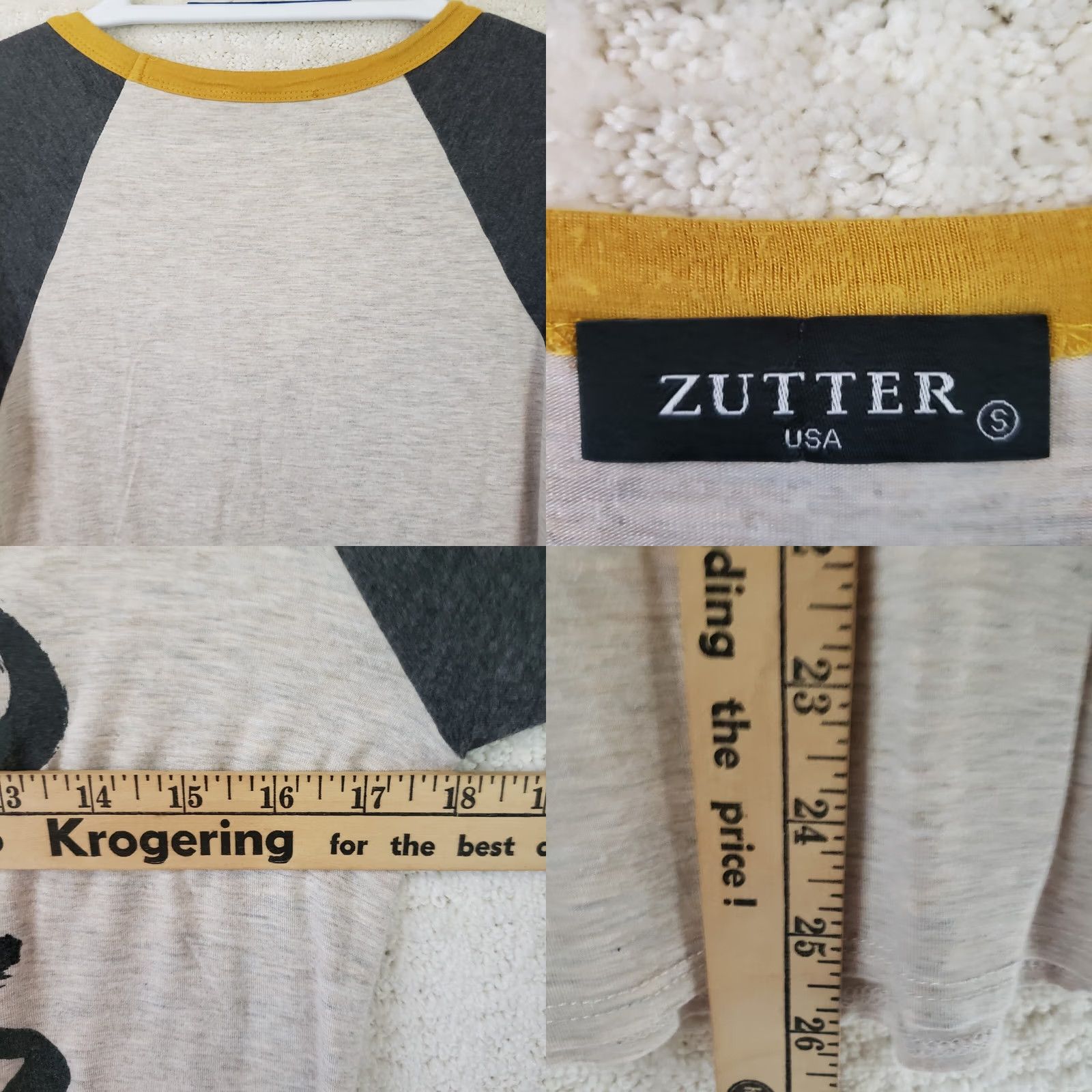 Vintage Zutter USA S White Gray Yellow baseball T-shirt top "Good Vibes" Women's Size S / US 4 / IT 40 - 8 Thumbnail