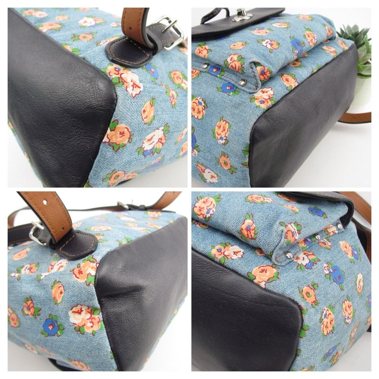 Coach Coach Floral Mini Billie Backpack In Printed Denim & Leather Size ONE SIZE - 8 Thumbnail