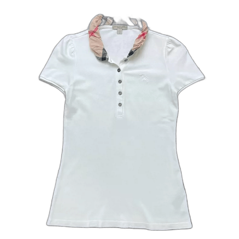 Burberry Burberry Burberry Polo Shirt with Check Collar-2507 Size XS / US 0-2 / IT 36-38 - 1 Thumbnail