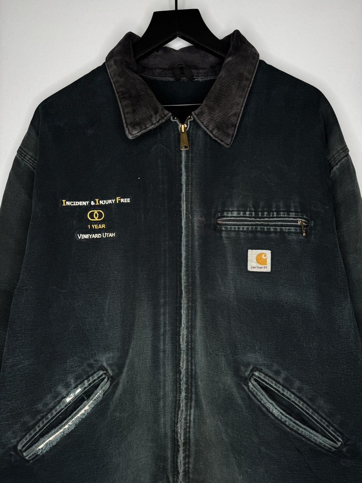 【希少】USA製 Carhartt Detroit jacket J01 BLK Carhartt J01 Blk Black Detroit Blanket Lined Vintage Jacket 46