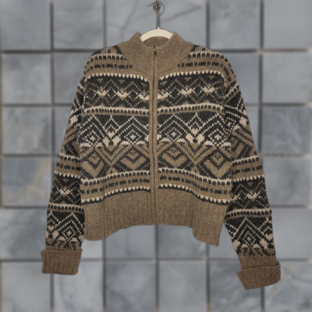 Vintage VINTAGE American Eagle Wool Zip Sweater Cottage Grandma Large Knit Nature Art Shirt Womens Size L / US 10 / IT 46 - 1 Thumbnail
