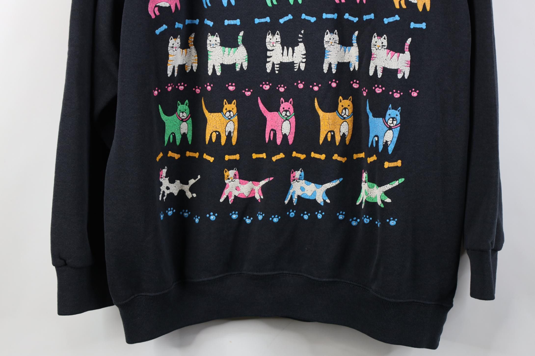 Vintage Vintage 90s Streetwear Cat Kitten Dog Puppy Sweatshirt USA Size ONE SIZE - 3 Thumbnail