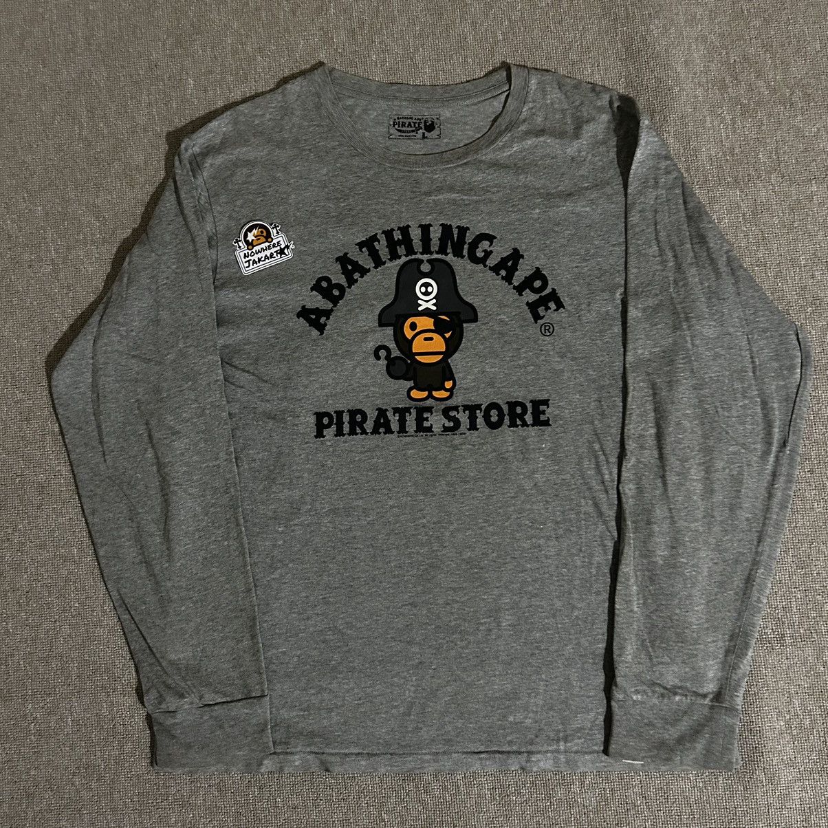 Bape Bape Pirate Store Long Sleeve Shirt Orange | Grailed