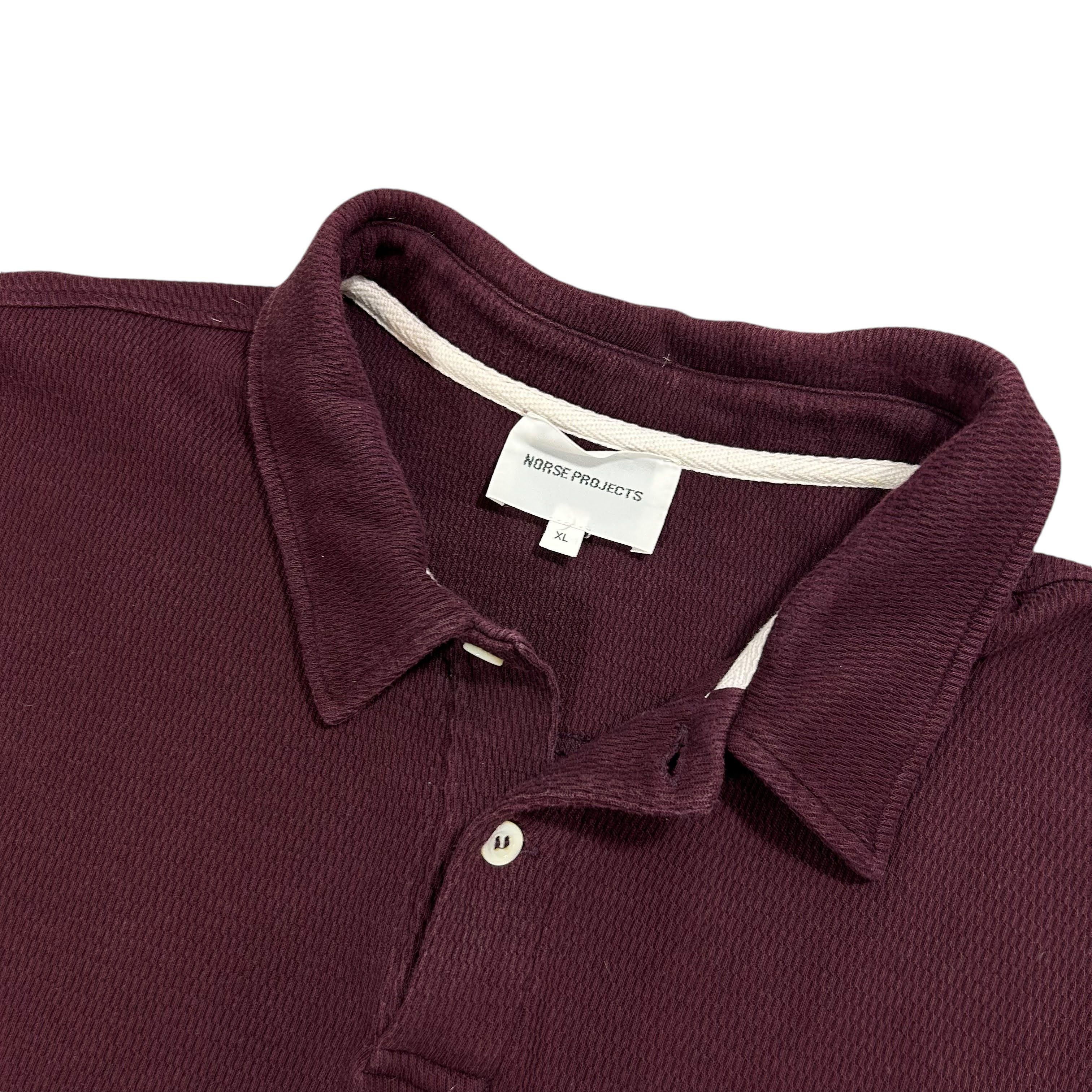 Norse Projects Norse Projects Textured Ruben Burgundy Red Polo Shirt XL Size US XL / EU 56 / 4 - 3 Thumbnail