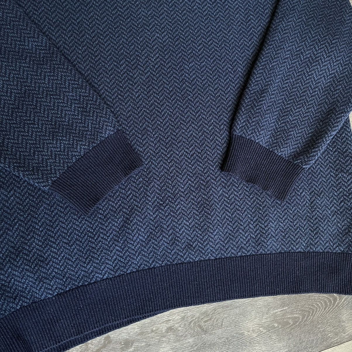 L.L. Bean L.L. Bean Lambswool Herringbone Blue Navy Crewneck Sweater Size US L / EU 52-54 / 3 - 3 Thumbnail