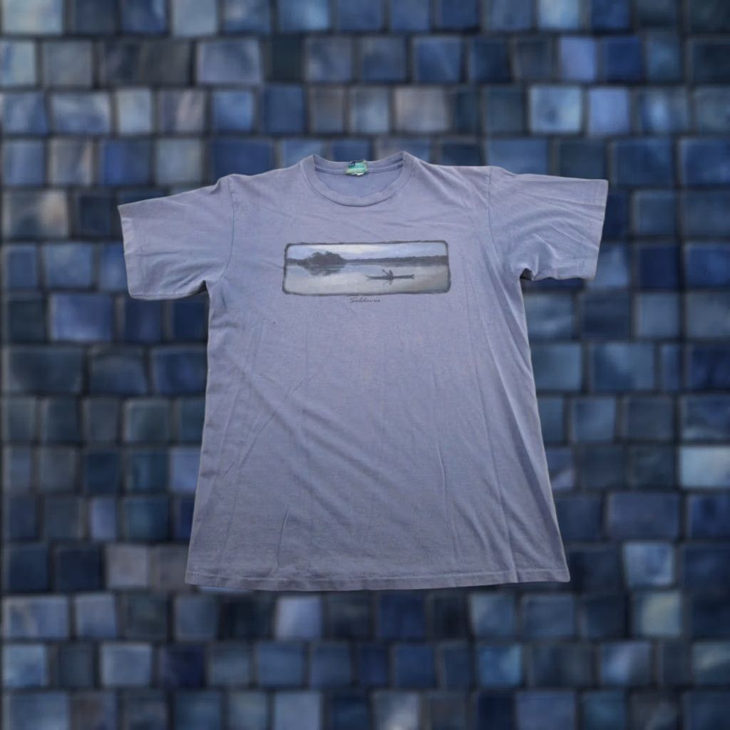 Vintage VINTAGE 90s Harborside Seldovia Alaska Graphic Tee Shirt Canoe Lake Nature Short Sleeve Crew Neck Men M Cotton Blue 90s Vintage Shirt Mens Size US M / EU 48-50 / 2 - 1 Thumbnail