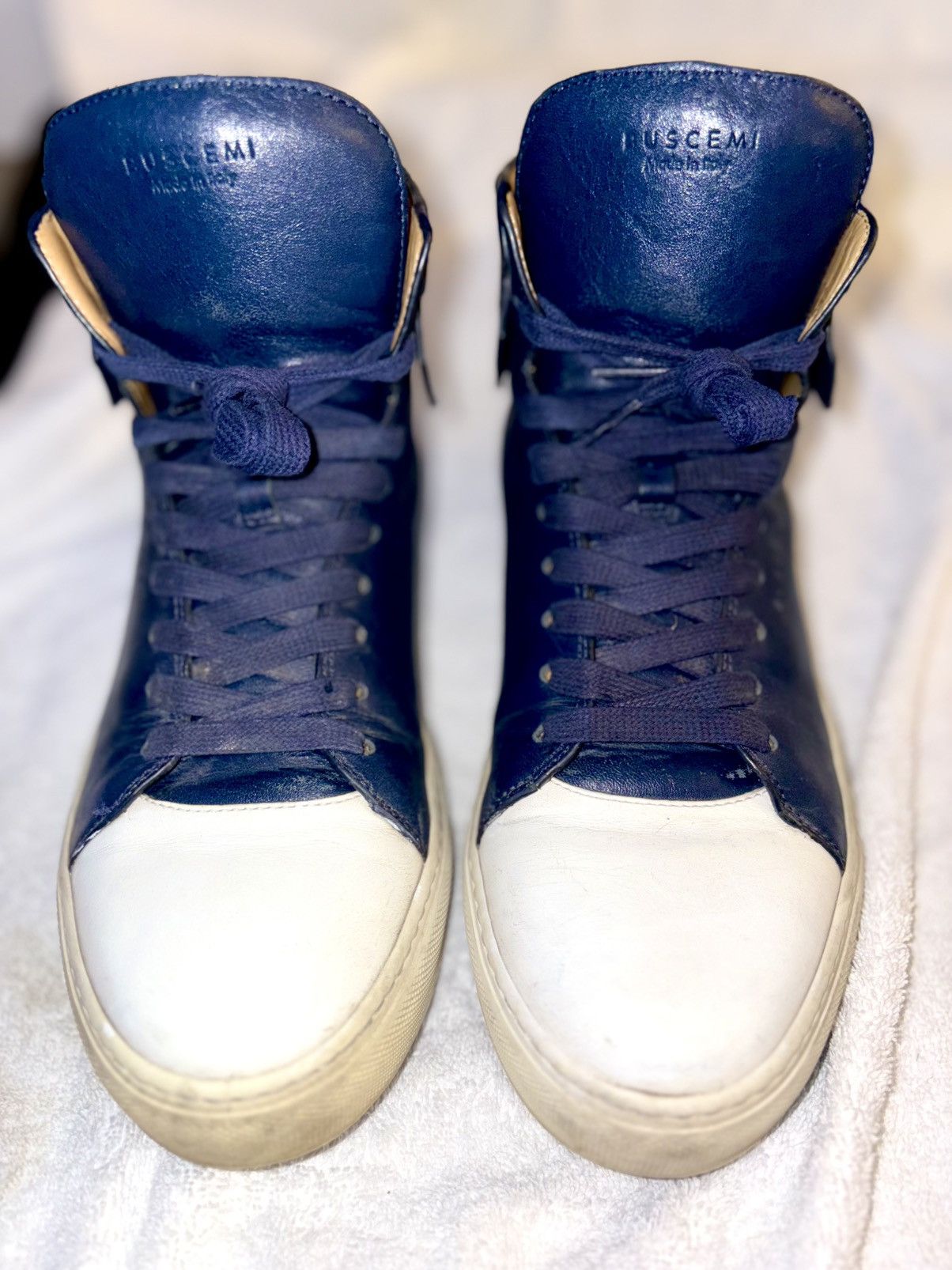 Buscemi BUSCEMI 125 mm Blue Leather HighTop Loc Sneaker Size US 9 / EU 42 - 4 Thumbnail