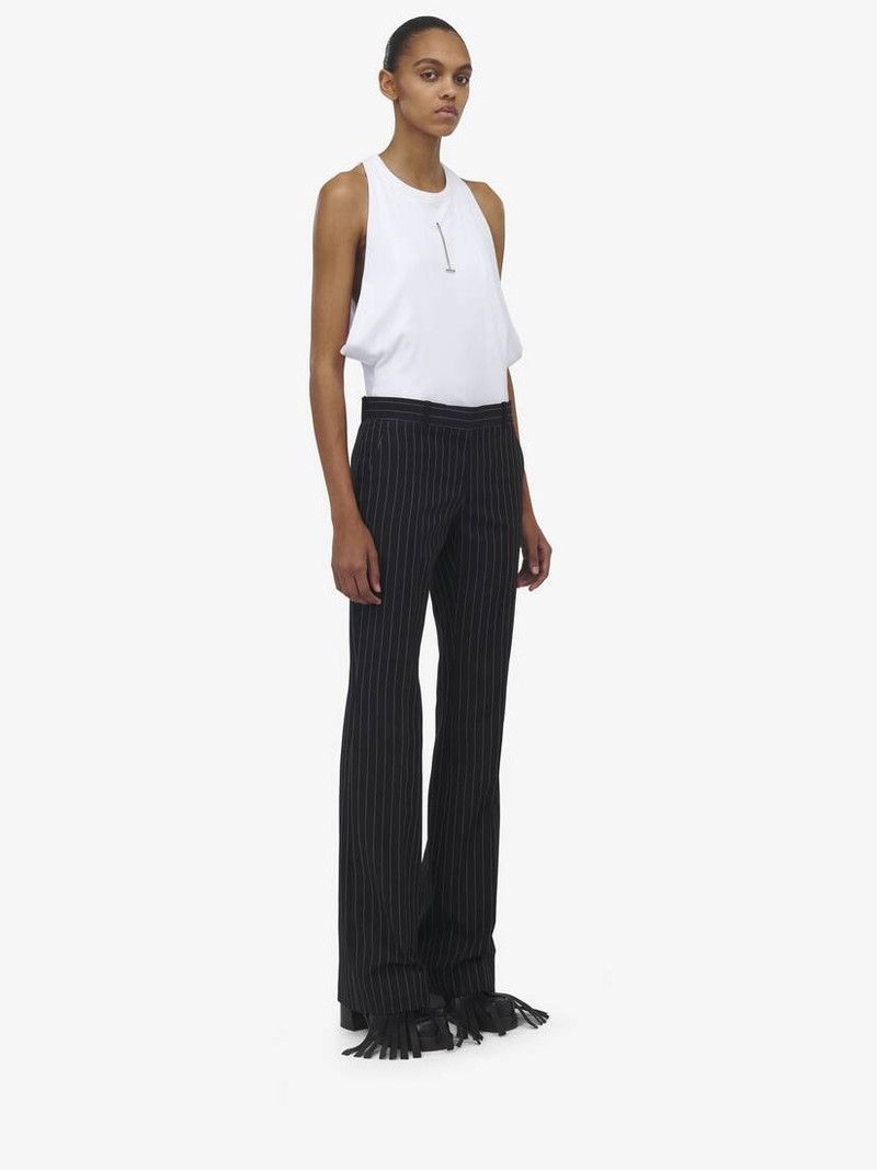 Alexander McQueen o1srvl11e0226 Pinstripe Bootcut Trousers In Black/White Size 28" / US 6 / IT 42 - 4 Thumbnail