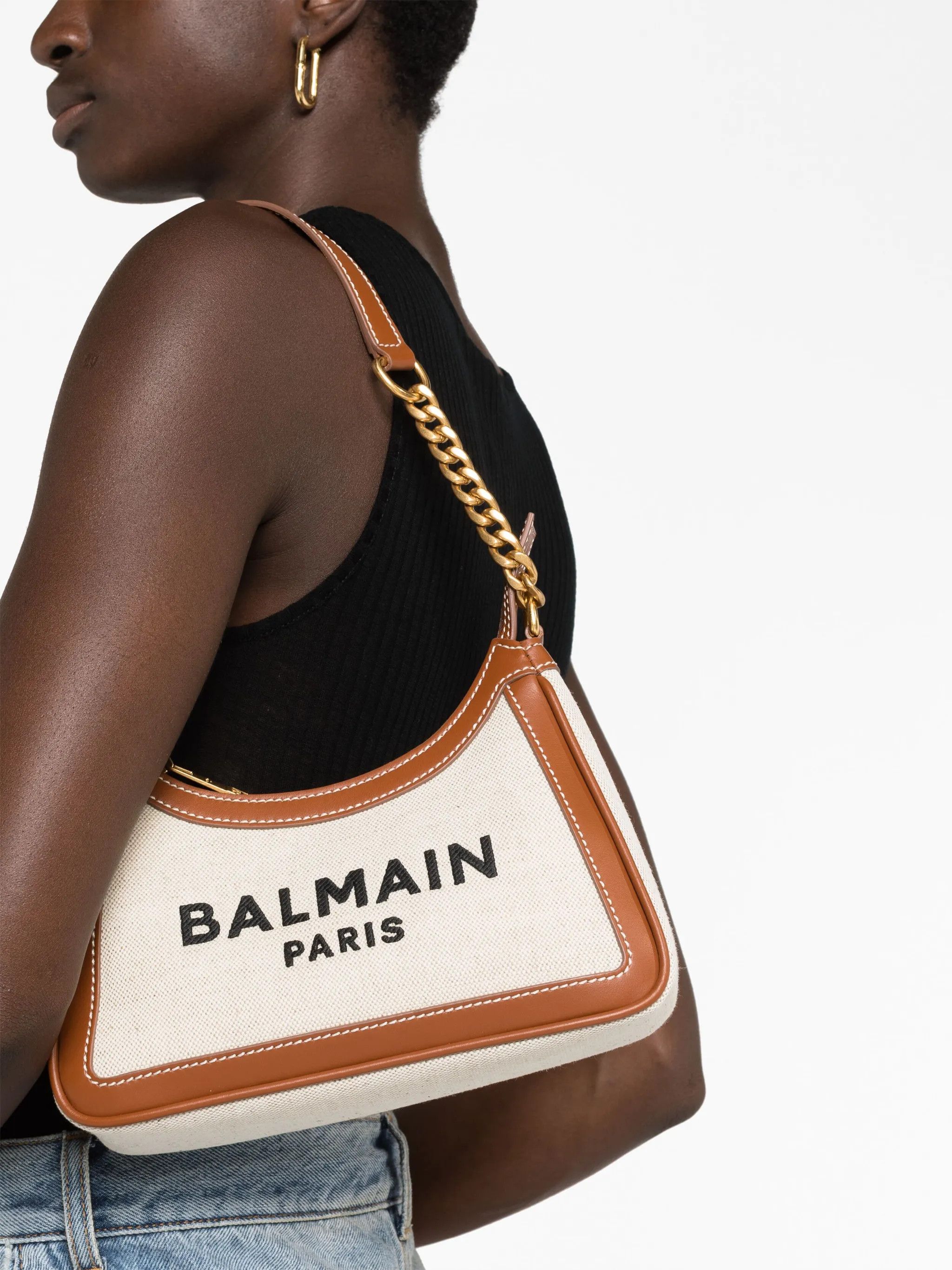Balmain o1srvl11e1125 Size: OS / Logo Print Shoulder Bag Light Beige Size ONE SIZE - 3 Thumbnail