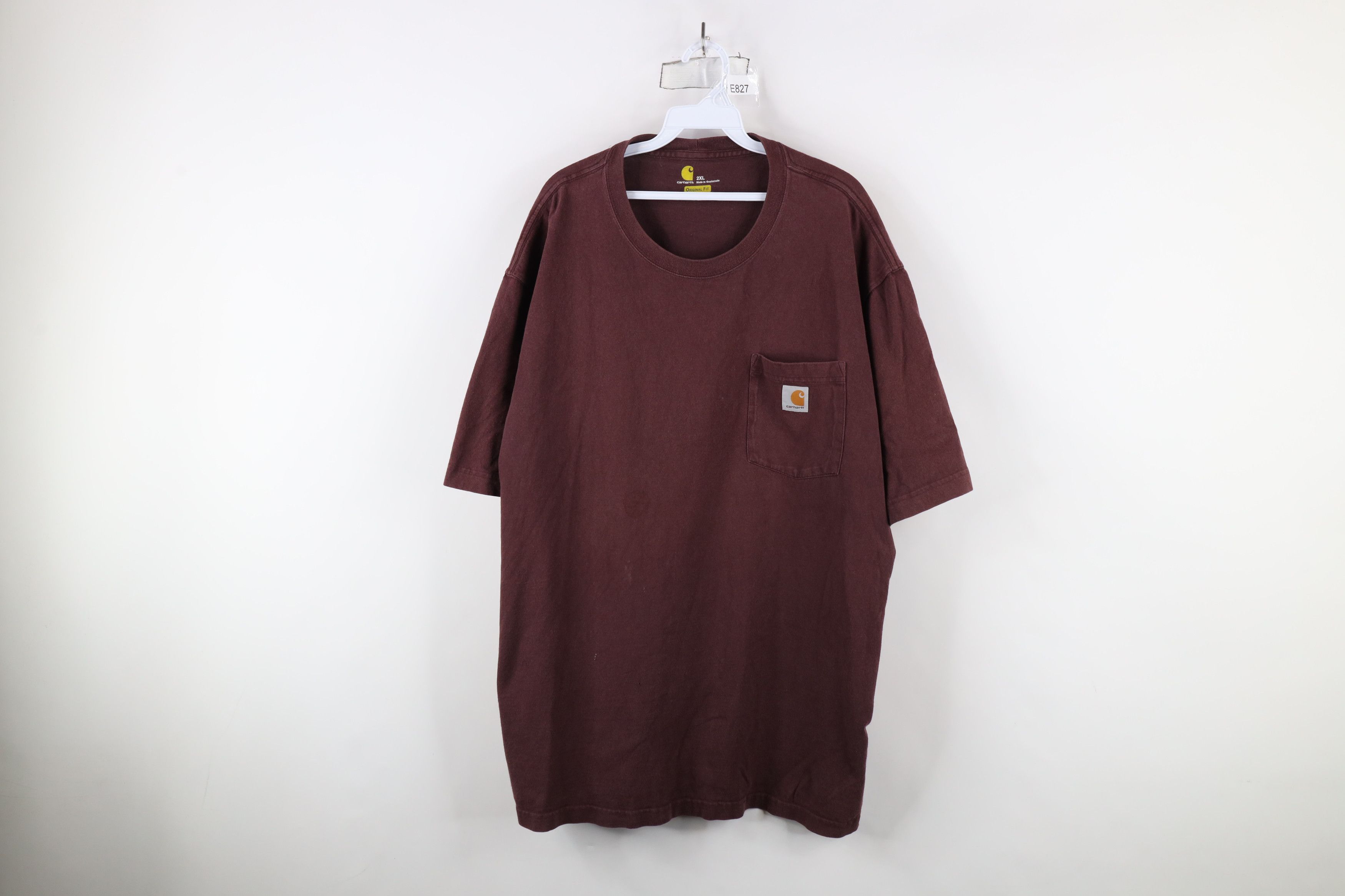 Carhartt × Vintage Vintage Carhartt Spell Short Sleeve Pocket T-Shirt Burgundy Size US XXL / EU 58 / 5 - 1 Thumbnail