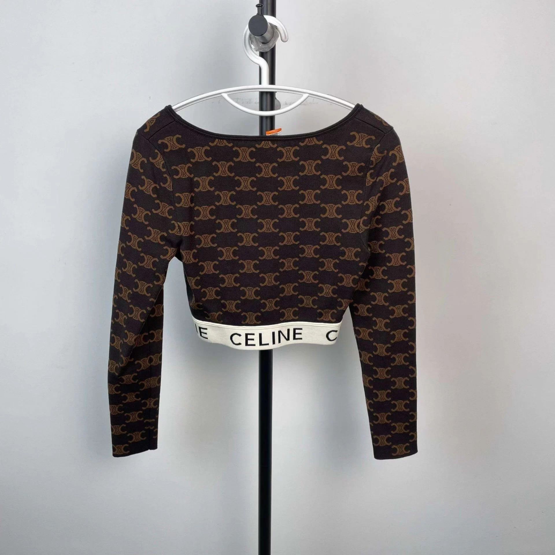 Celine Celine Silk All Over Print Sweater Brown S Size S / US 4 / IT 40 - 2 Thumbnail