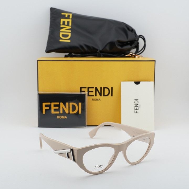 Fendi Fendi FE50092I 057 Eyeglasses Shiny Brown 52mm Cat Eye Frame Size ONE SIZE - 10 Thumbnail