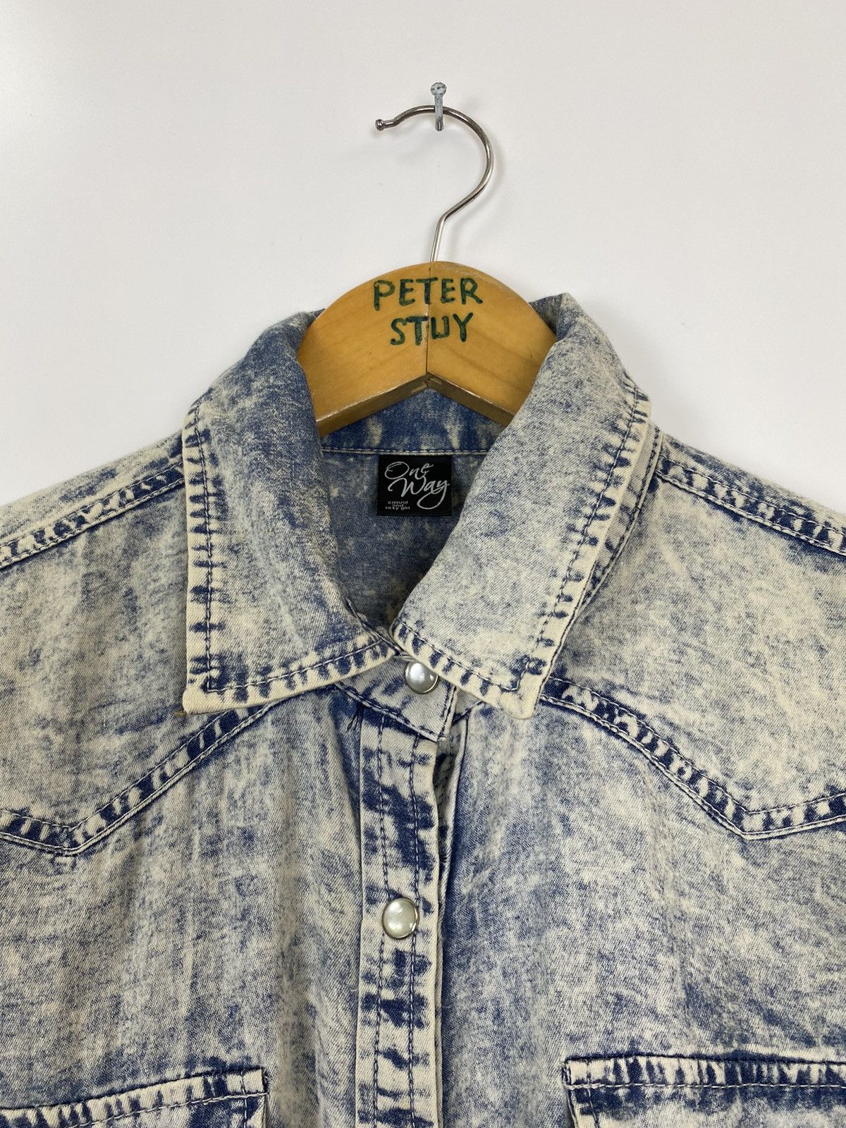 Japanese Brand × Vintage One Way Distress Denim Shirt Size US S / EU 44-46 / 1 - 6 Thumbnail