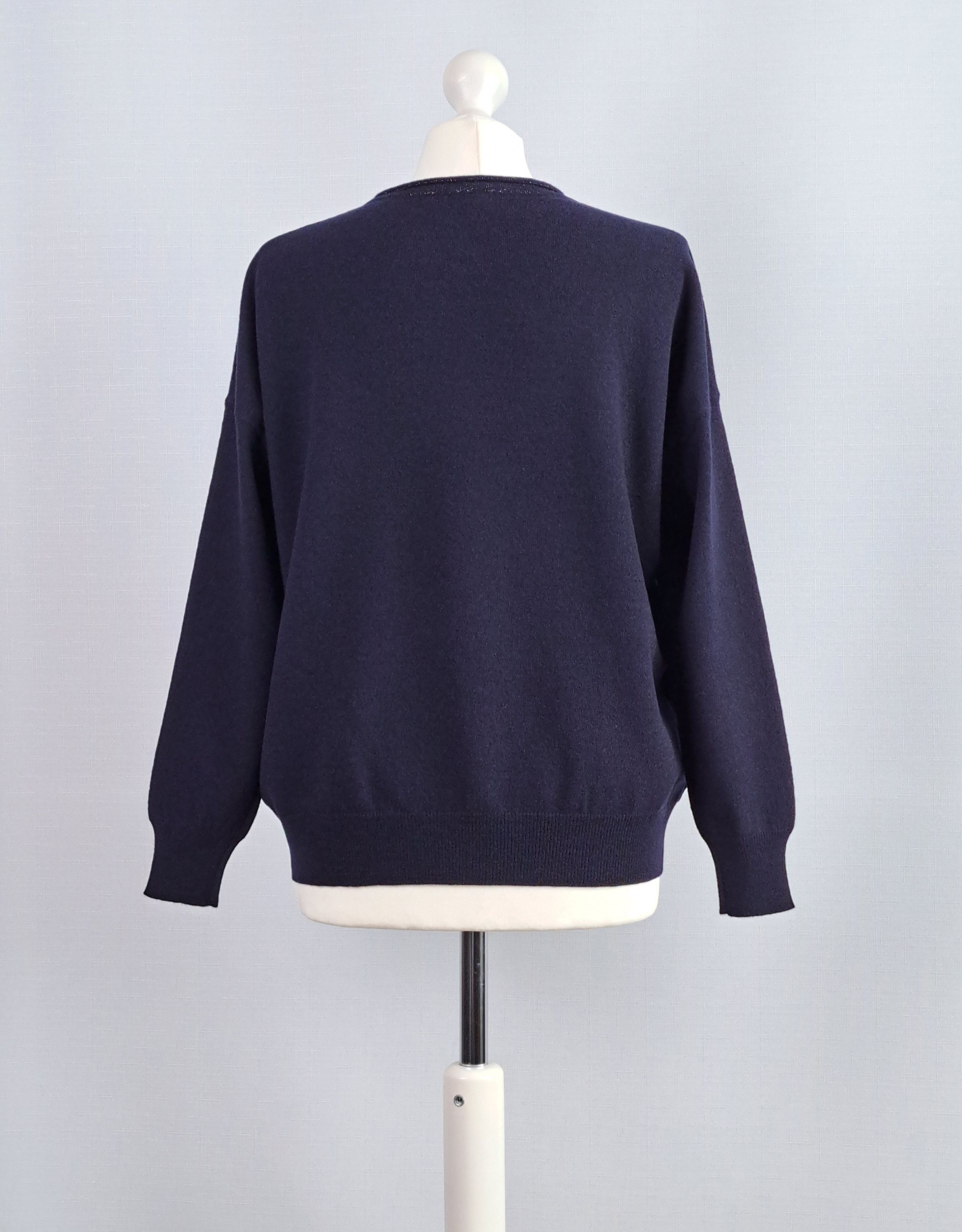 Peserico Cappellini wool/cashmere dark blue pullover. Size 42IT. Size M / US 6-8 / IT 42-44 - 3 Thumbnail