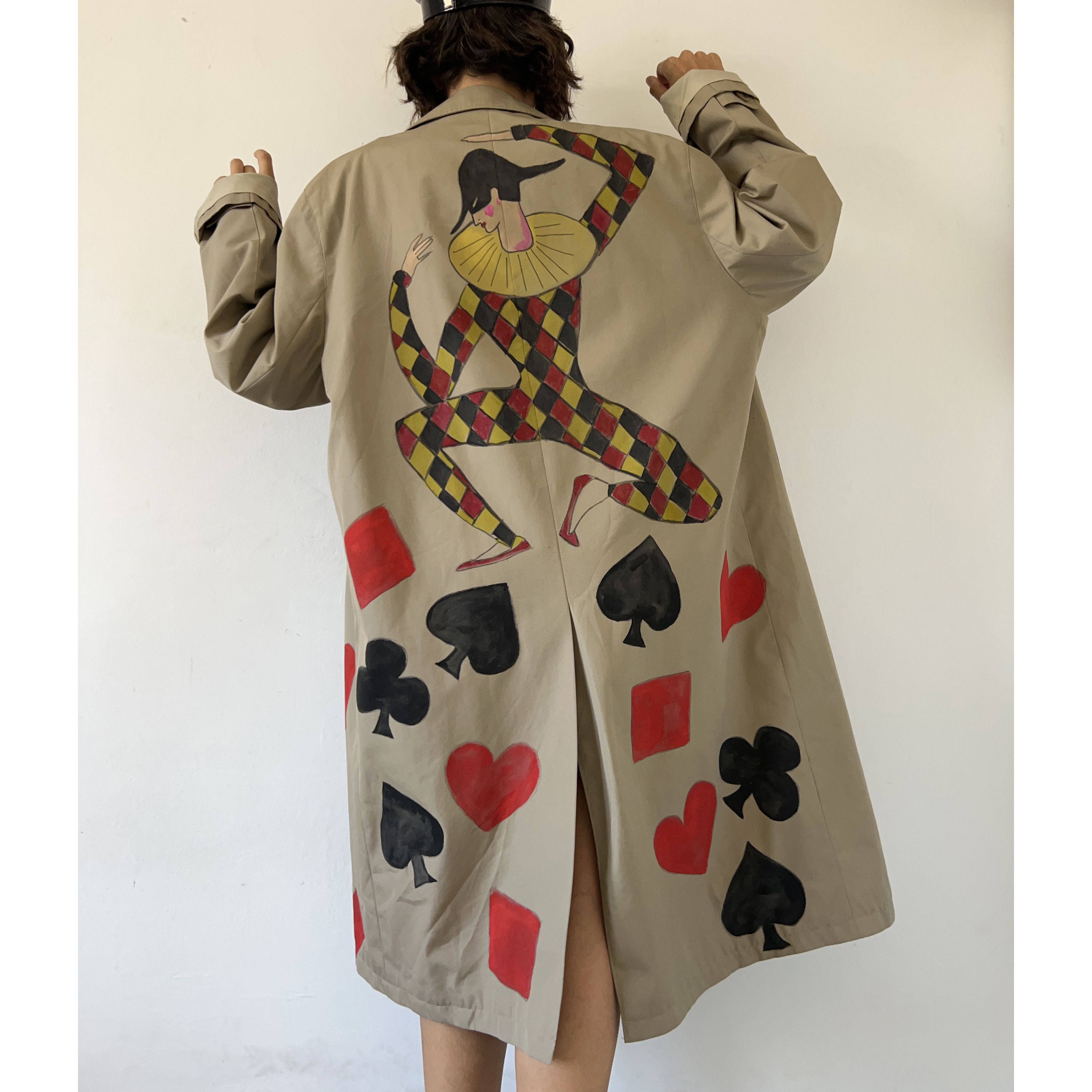 Custommade Custom poker joker print unisex vintage trench coat Size ONE SIZE - 2 Thumbnail