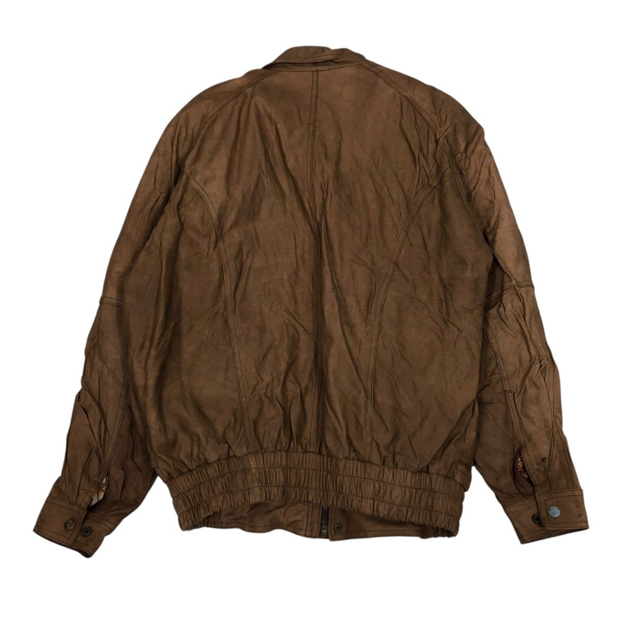 Japanese Brand 🔥VINTAGE BIKER LEATHER JACKET POINT BLANKET FULL PRINT Size US XL / EU 56 / 4 - 2 Thumbnail