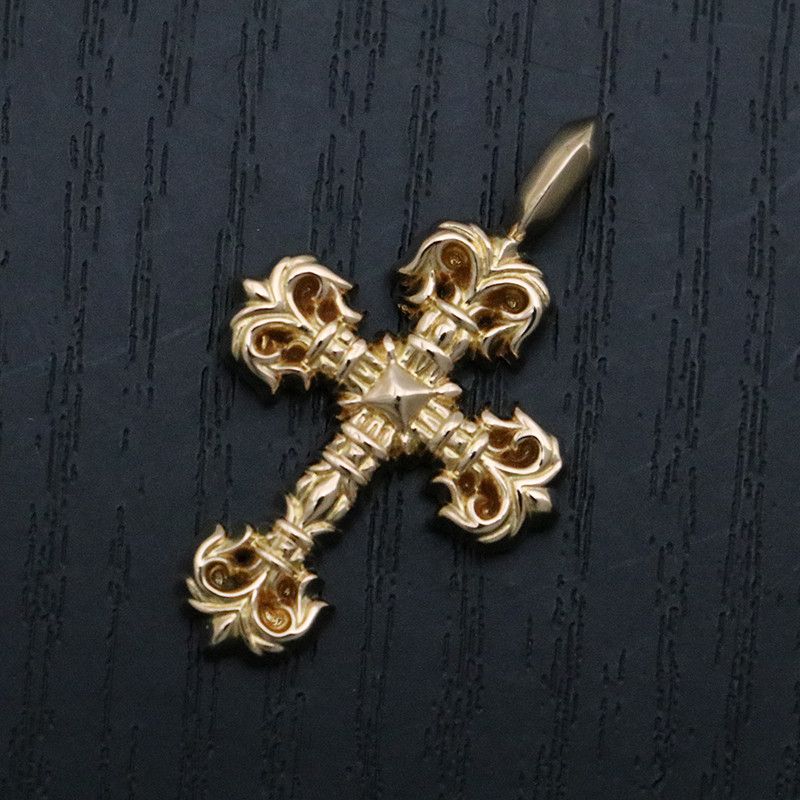 image of Chrome Hearts Filigree Cross Pendant in Gold, Men's
