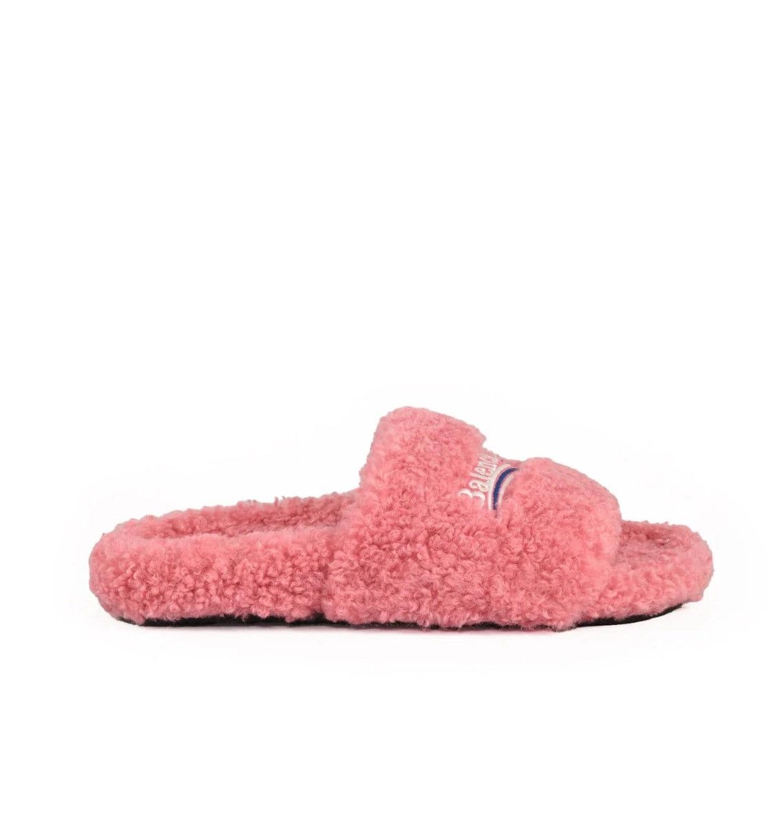 Balenciaga 🍉RARE🍉Embroidered Logo Furry Fleece Campaign Sandals Slides Size US 10 / IT 40 - 1 Thumbnail