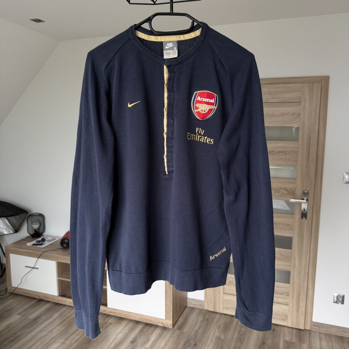 Nike × Vintage Y2K Arsenal London Longsleeve Knit Polo Style Nike Blokecore Size US S / EU 44-46 / 1 - 1 Thumbnail