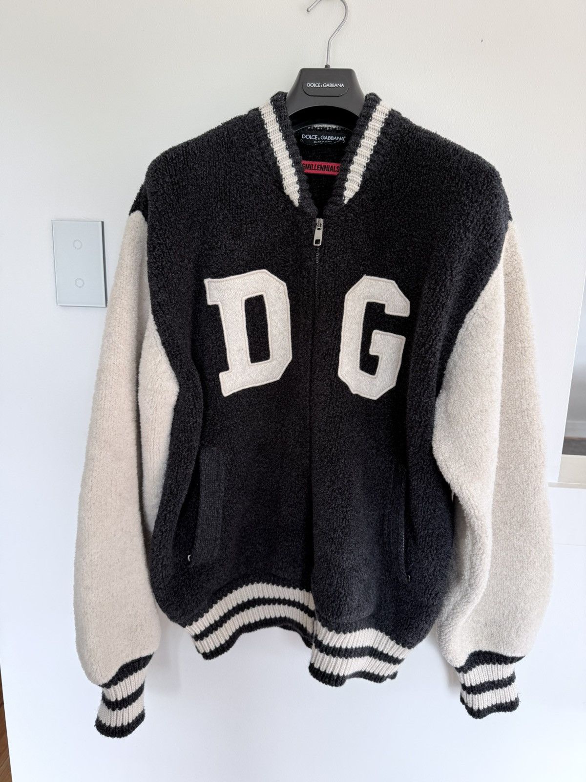 Dolce & Gabbana DOLCE & GABBANA Patch Bomber Jacket Black Virgin Wool Heavy Size US S / EU 44-46 / 1 - 6 Thumbnail