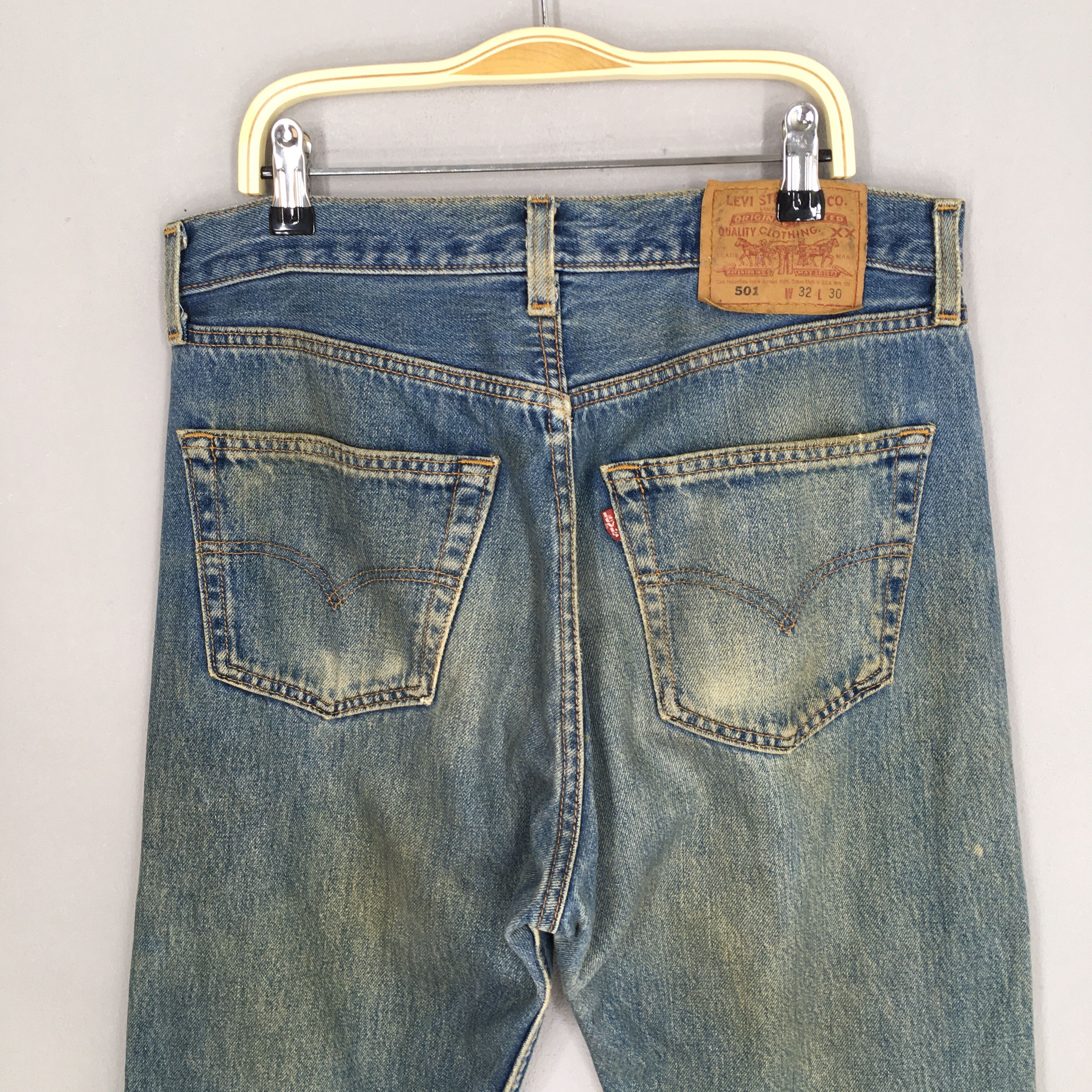 Levi's Size 31x30.5 Vintage 90s Levi's 501 Distressed Jeans S1582 Size 31" - 10 Thumbnail