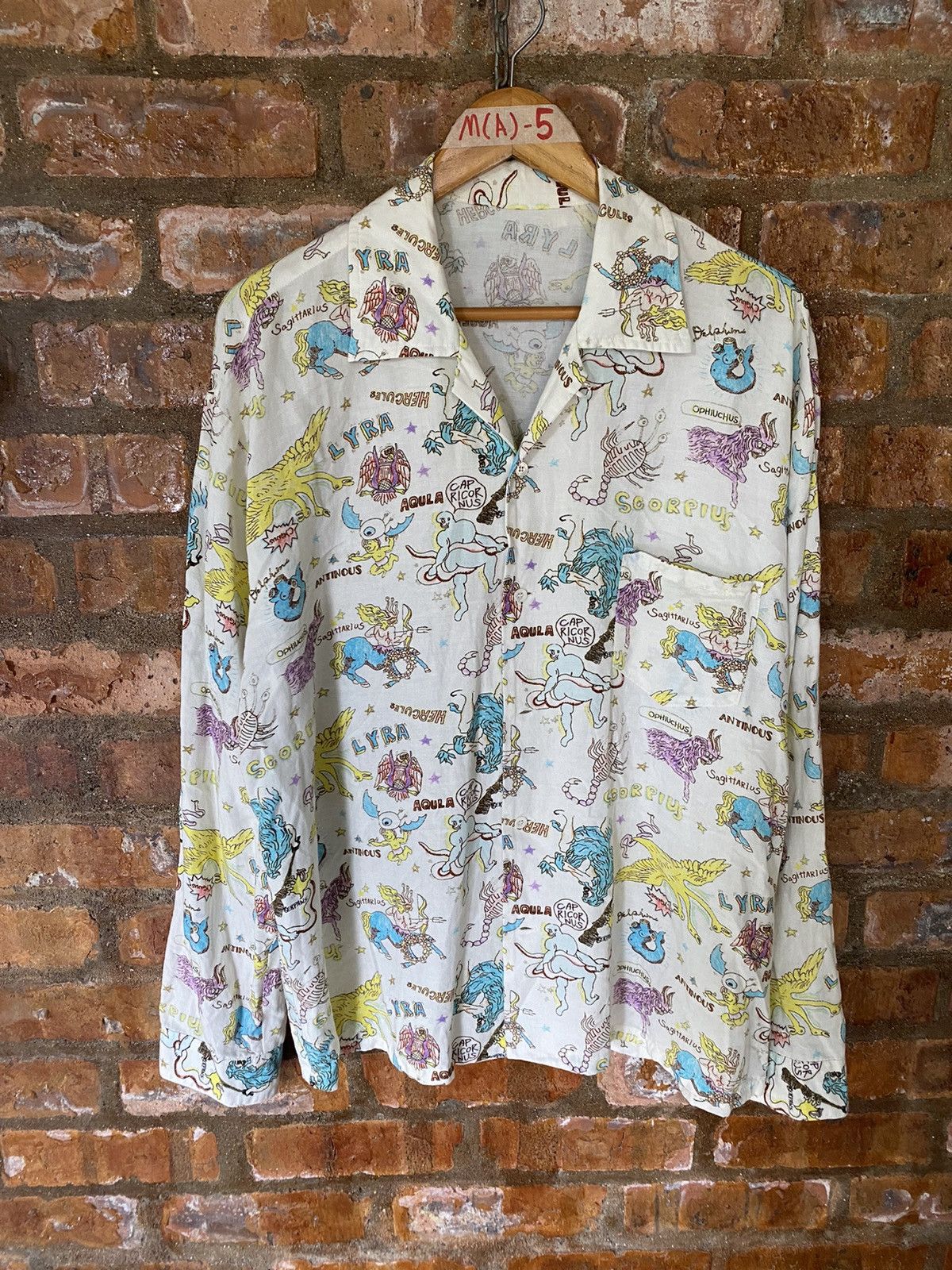 Iroquois Japan 🔥2000s Satanic Zodiac Punk sex Rayon camp collar Size US XL / EU 56 / 4 - 2 Thumbnail