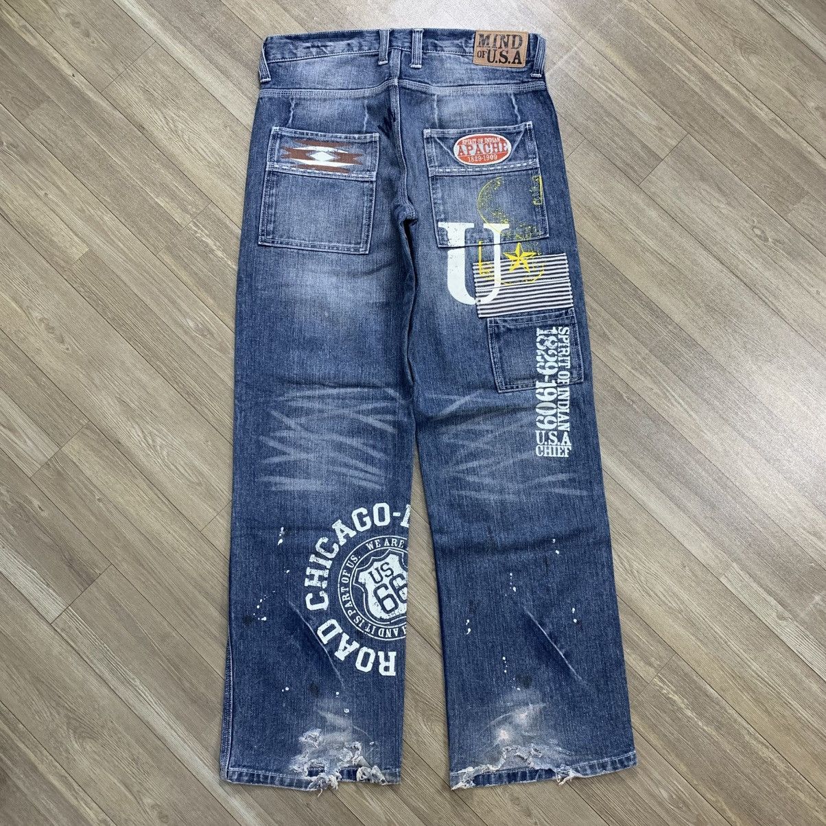 14th Addiction × If Six Was Nine × Japanese Brand Mind Of USA Patchwork Boro Distressed Double Knee Pants Size US 33 - 9 Thumbnail