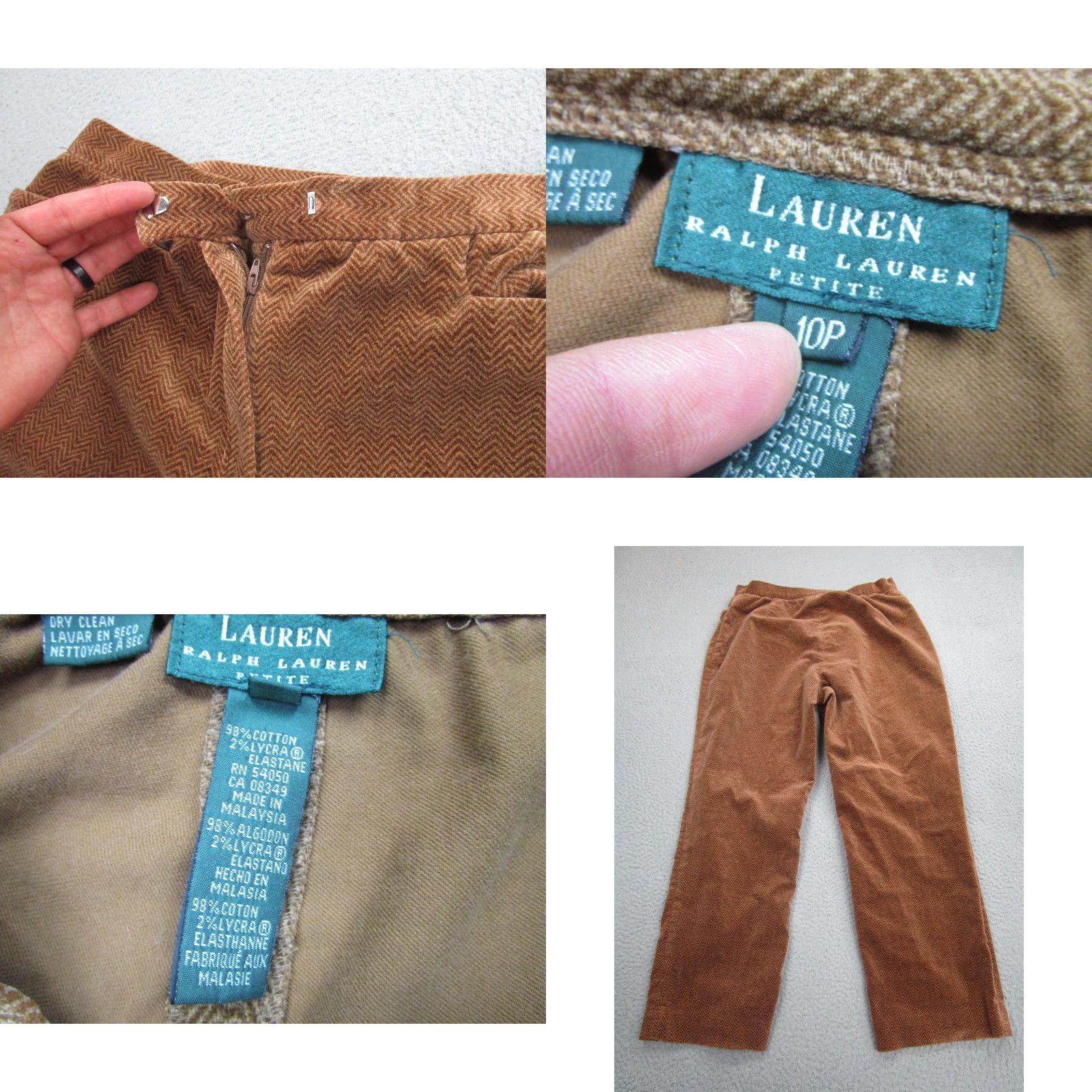 Ralph Lauren Lauren Ralph Lauren Dress Pants Womens 10P Brown Herringbone Corduroy Stretch Casual Size 32" / US 10 / IT 46 - 8 Thumbnail