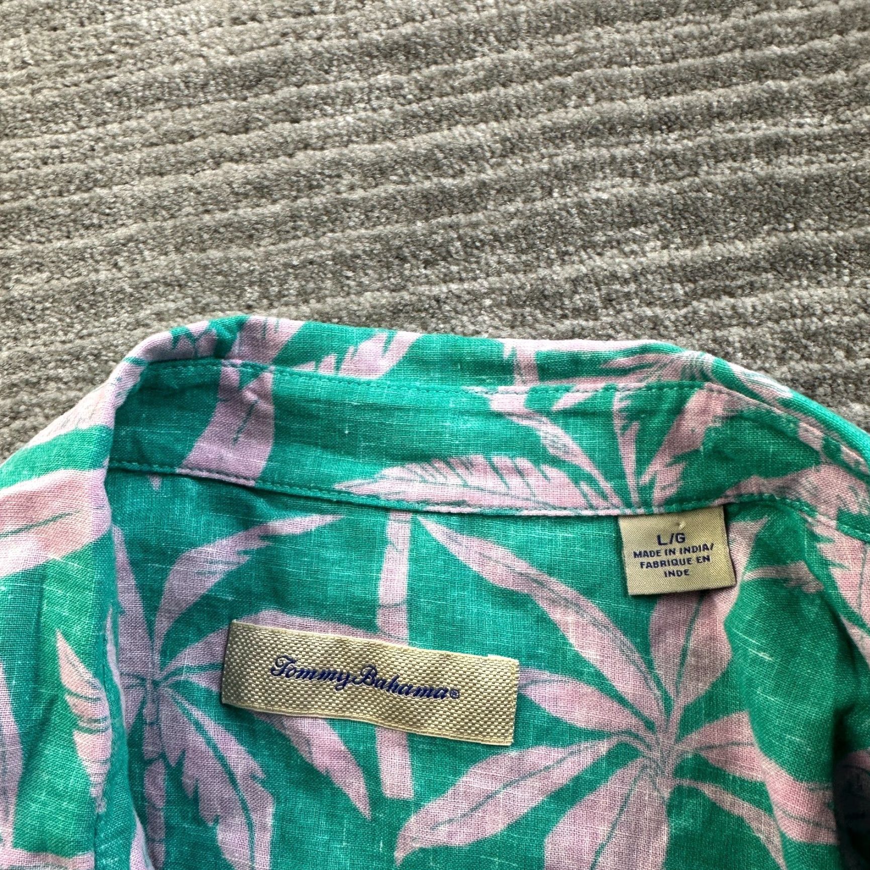 Tommy Bahama Tommy Bahama Shirt Large Green Camp Linen Blend Floral Palms Mens Size US L / EU 52-54 / 3 - 6 Thumbnail