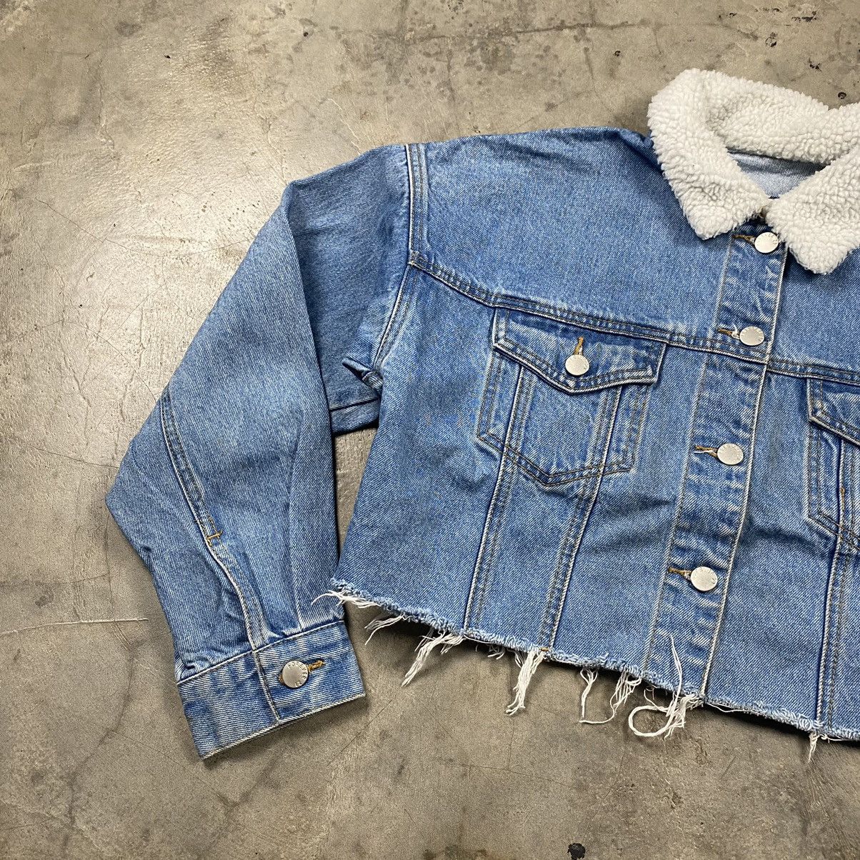 Designer × Japanese Brand Forever 21 Denim Crop Distressed Jacket Size M / US 6-8 / IT 42-44 - 2 Thumbnail