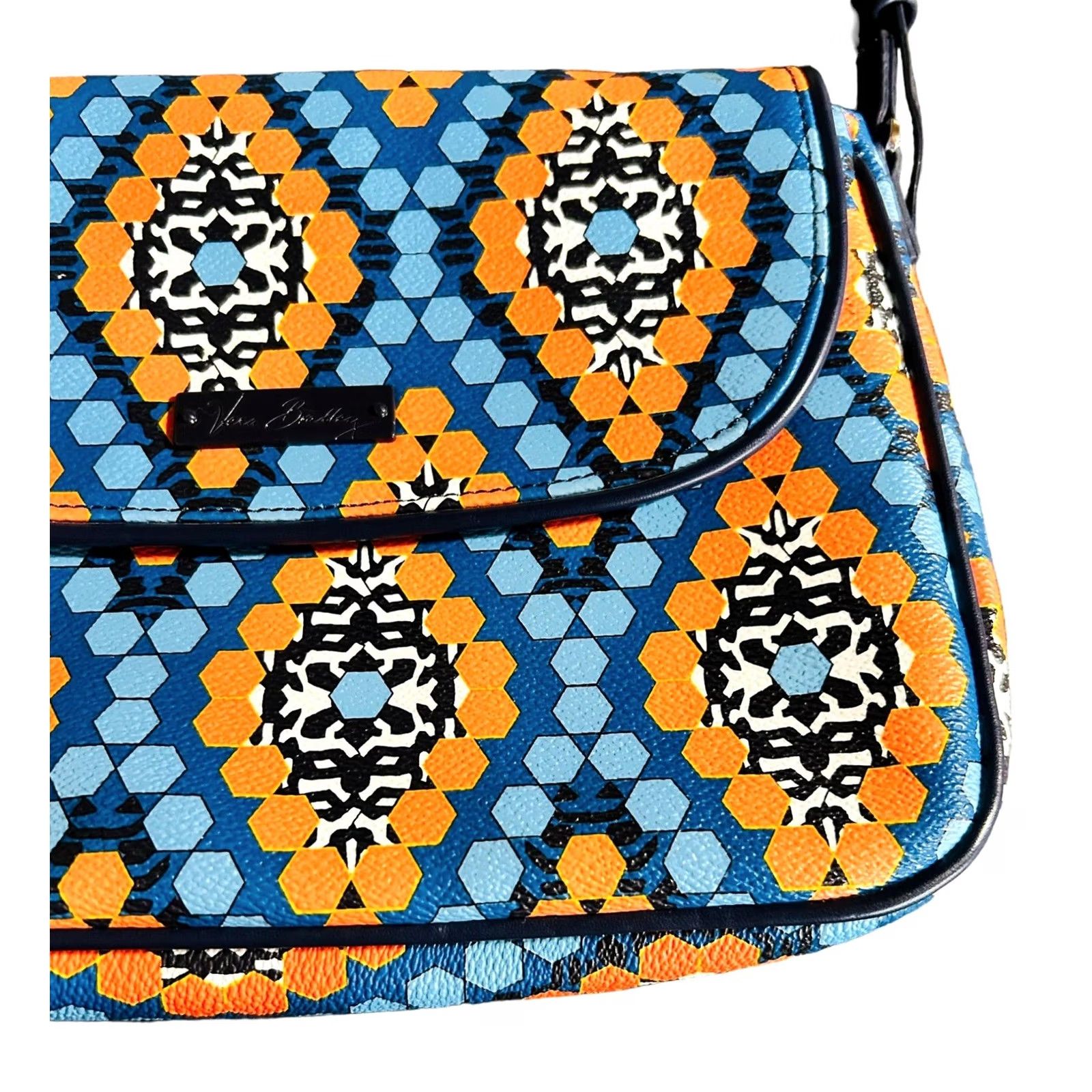 Vintage Vera Bradley Crossbody Wallet Wristlet Purse Beads Marakeesh Blue Orange Paisley Womens Handbag Medium 15in Strap Size ONE SIZE - 5 Thumbnail