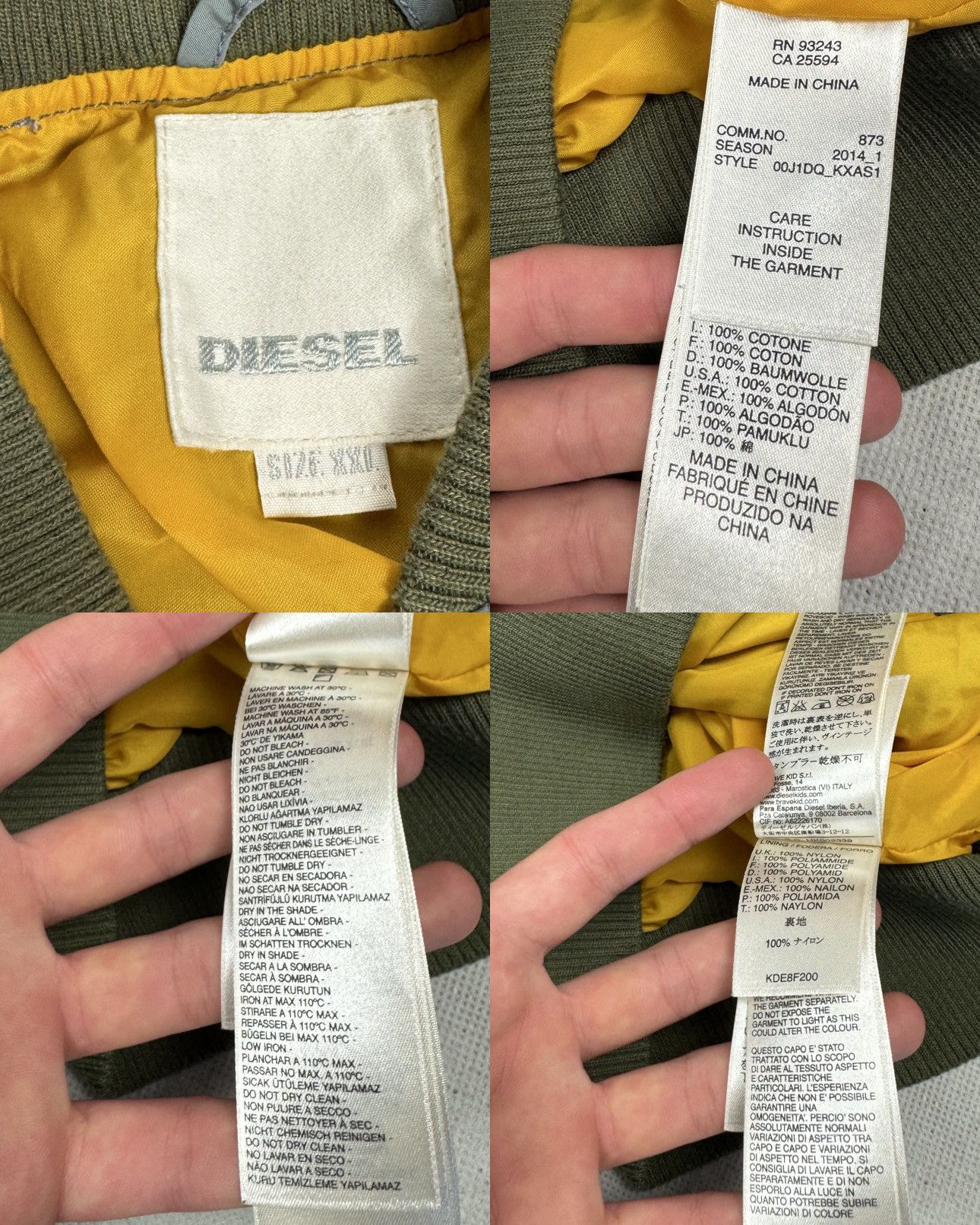 Diesel Diesel Green Gray Cotton Sea Of Style Bomber Jacket 2XL Size US M / EU 48-50 / 2 - 11 Thumbnail