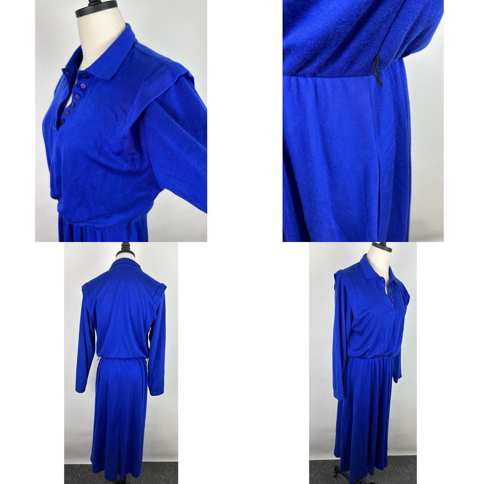 Vintage VINTAGE Walden Classics Shirt Dress Womens M Blue 80s Button Front Pockets Long Sleeve Knit Vintage Size M / US 6-8 / IT 42-44 - 8 Thumbnail