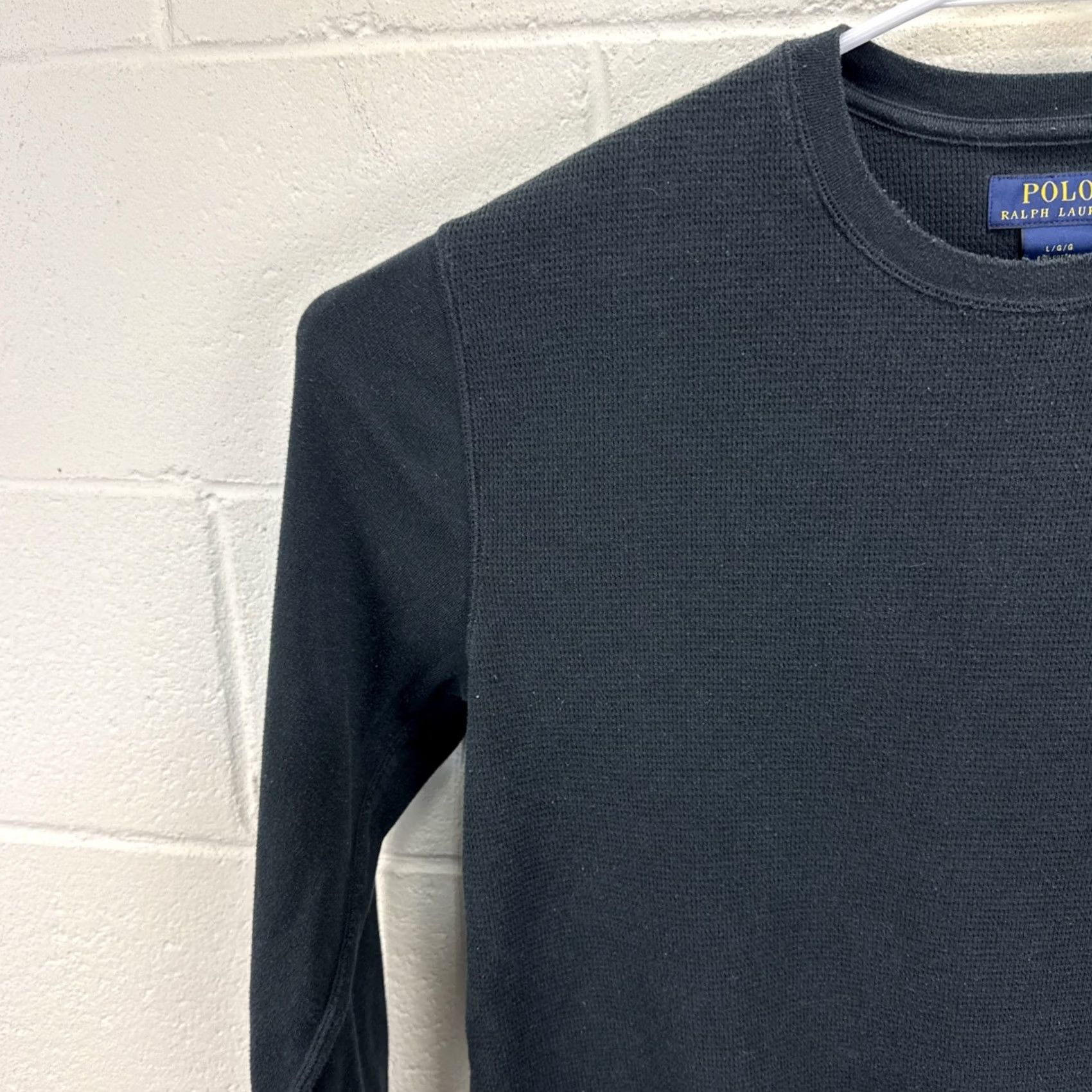 Polo Ralph Lauren Polo Ralph Lauren Thermal Shirt Women’s Large Black Waffle Knit Long Sleeve Tee Size L / US 10 / IT 46 - 4 Thumbnail