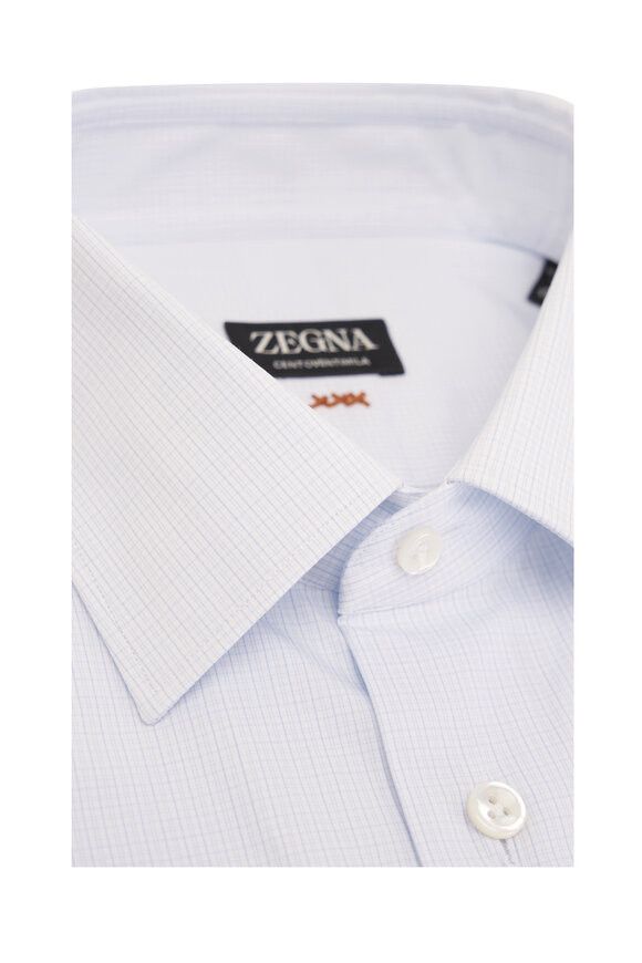 Z Zegna o1mtch0225 Check Cotton Dress Shirt in Blue Size US XXL / EU 58 / 5 - 2 Thumbnail