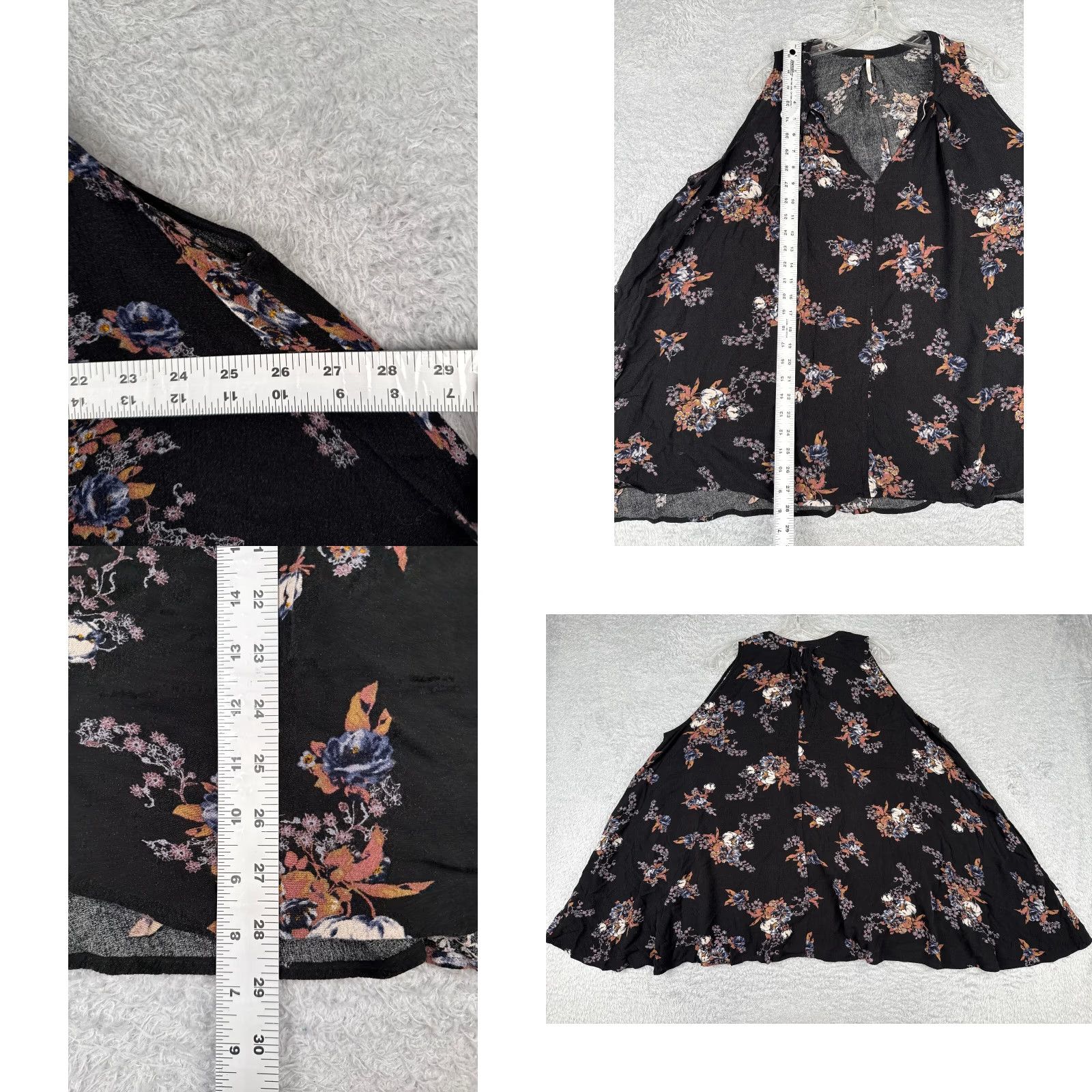 Free People Free People Tunic Top Black Floral Rayon V-Neck Sleeveless Pocket S Bohemian Womens Size S / US 4 / IT 40 - 8 Thumbnail