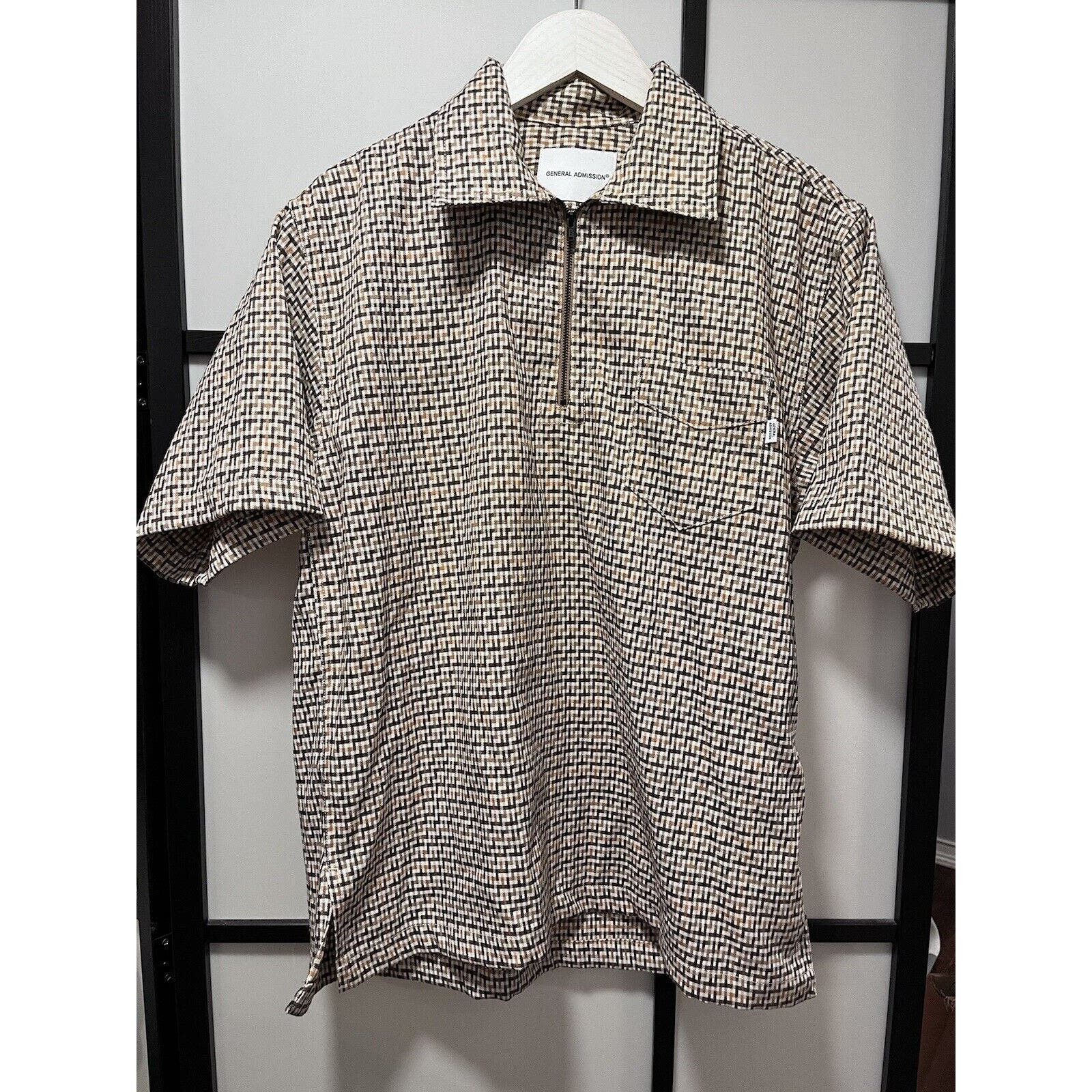 image of General Admission Men's Quarter Zip Shirt In Beige Size M