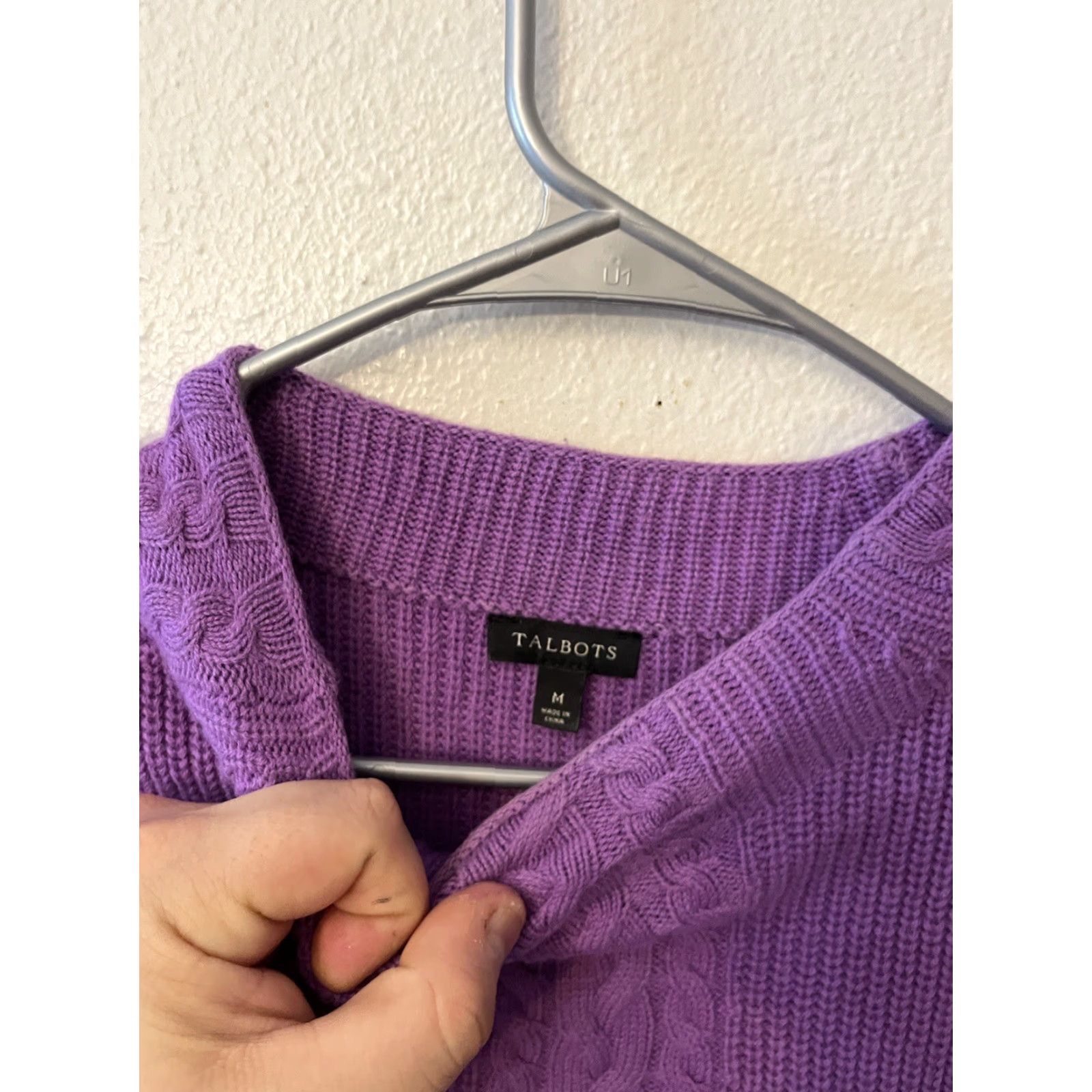 Talbots VINTAGE Talbots Sweater Mock Neck Cable-Knit Wool Purple Medium Ladies Pullover Preppy Size M / US 6-8 / IT 42-44 - 3 Thumbnail