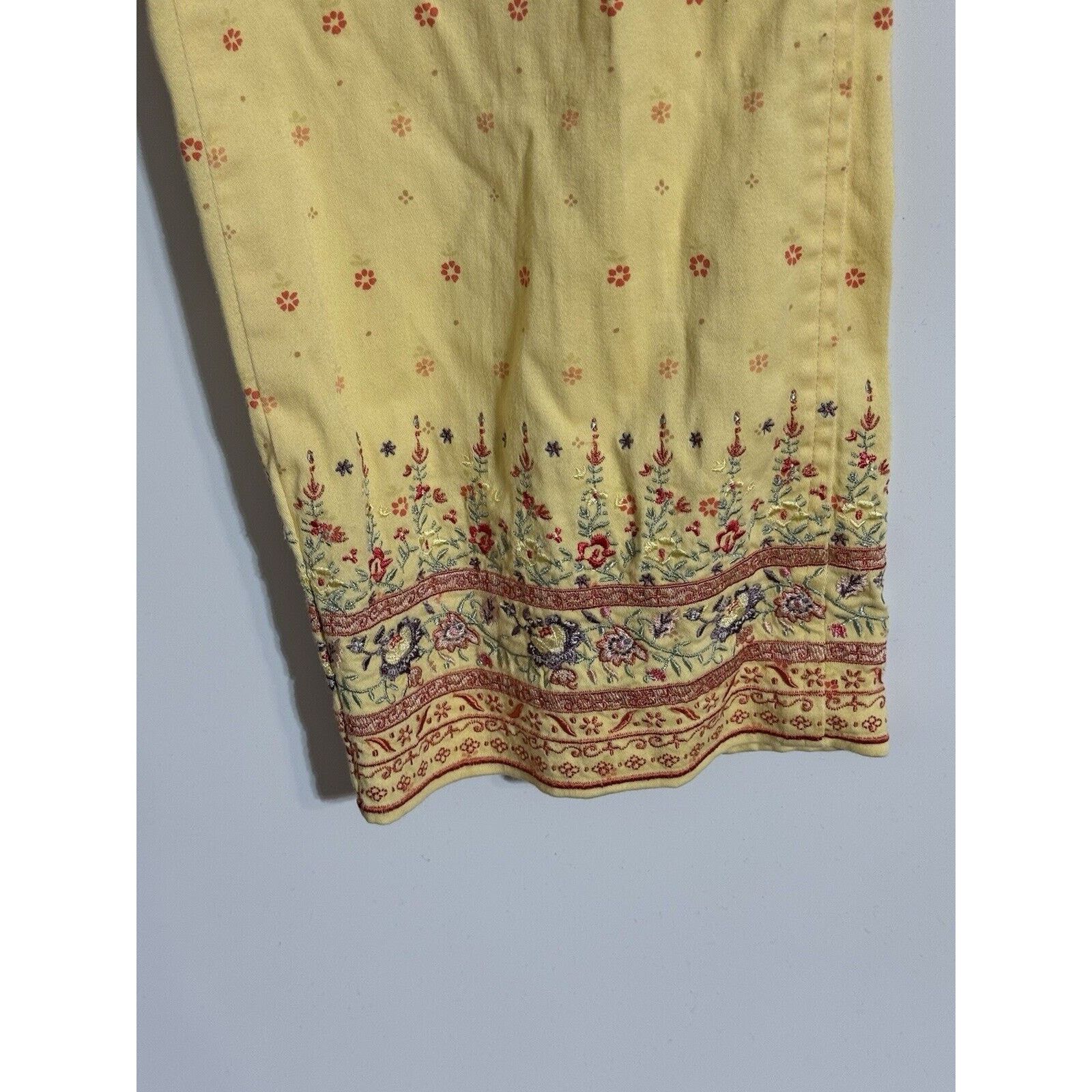 Other Vintage 70s Pants Women 8 Hippie Boho Floral Embroidered Hem Size 30" / US 8 / IT 44 - 3 Thumbnail