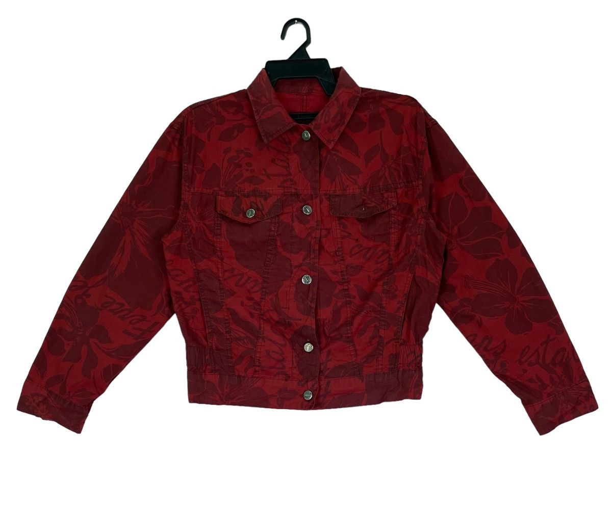 Gianfranco Ferre × Vintage 90s Gianfranco Ferre hibiscus all overprinted trucker jacket Size XXS / US 00 / IT 34 - 1 Thumbnail