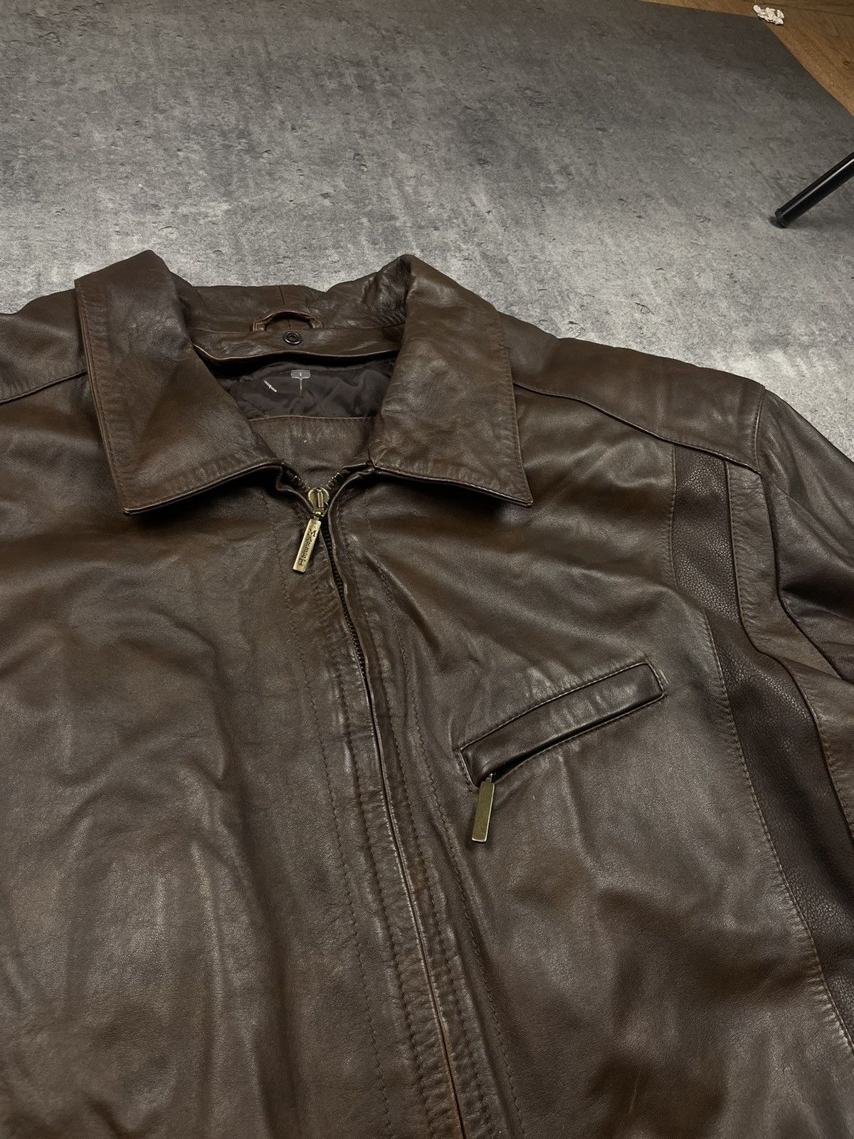Japanese Brand Leather jacket zip black usa opium baggy boxy usa 90s Size US L / EU 52-54 / 3 - 5 Thumbnail