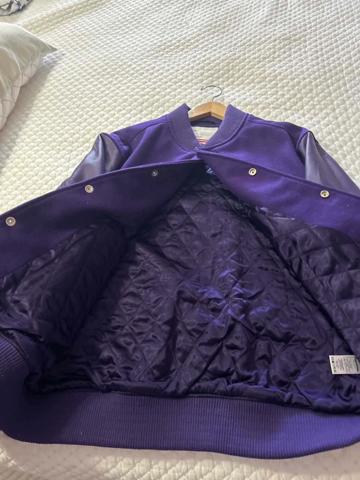 Supreme Supreme Motion Logo Varsity Jacket Purple Grailed