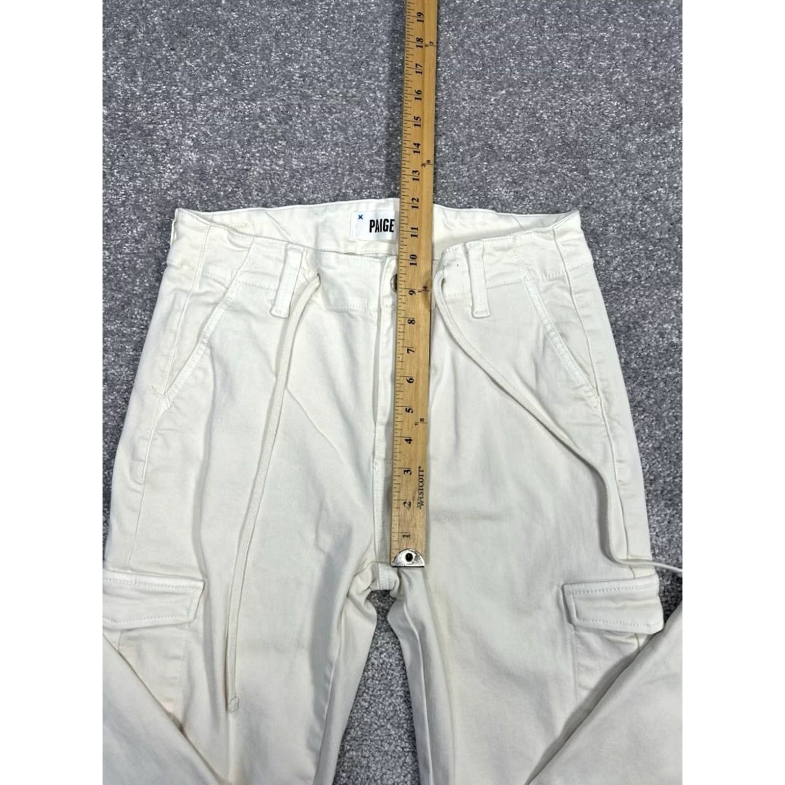 Paige Paige Christy Cargo Pants Womens 27 Cream Cotton Mid Rise Ankle Cuffed Tapered Size 27" / US 4 / IT 40 - 4 Thumbnail