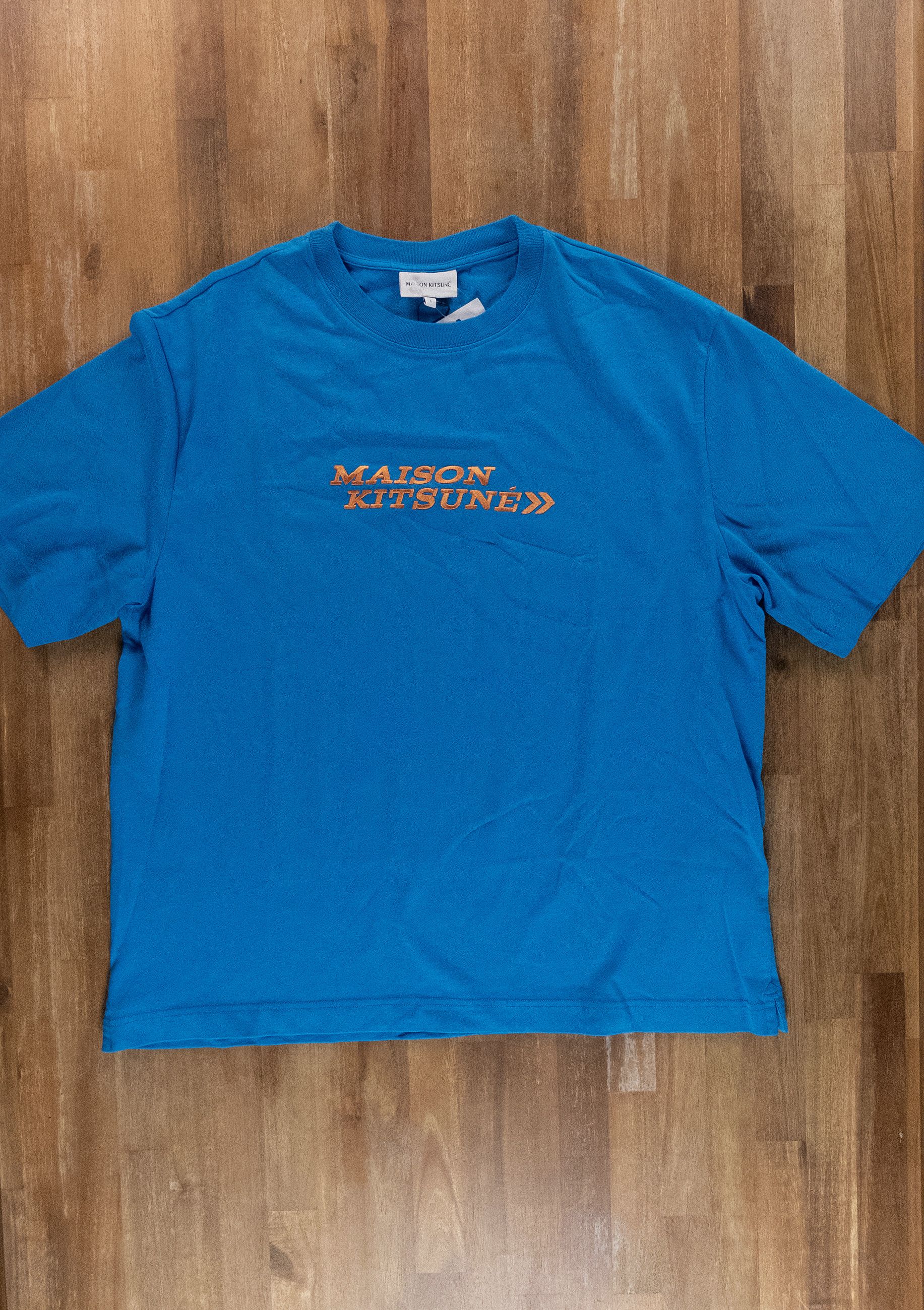 Maison Kitsune MAISON KITSUNE blue Men Go Faster logo embroidered t-shirt q Size US L / EU 52-54 / 3 - 3 Thumbnail