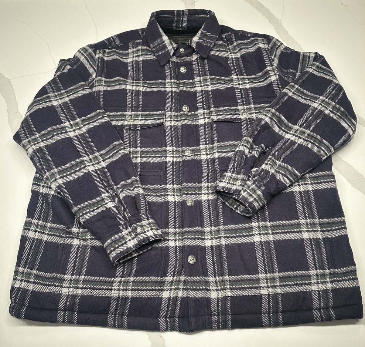 Chrome Hearts 🔥Chrome Hearts Flannel Work Dog Silver button Shirt🔥 Size US XL / EU 56 / 4 - 1 Thumbnail