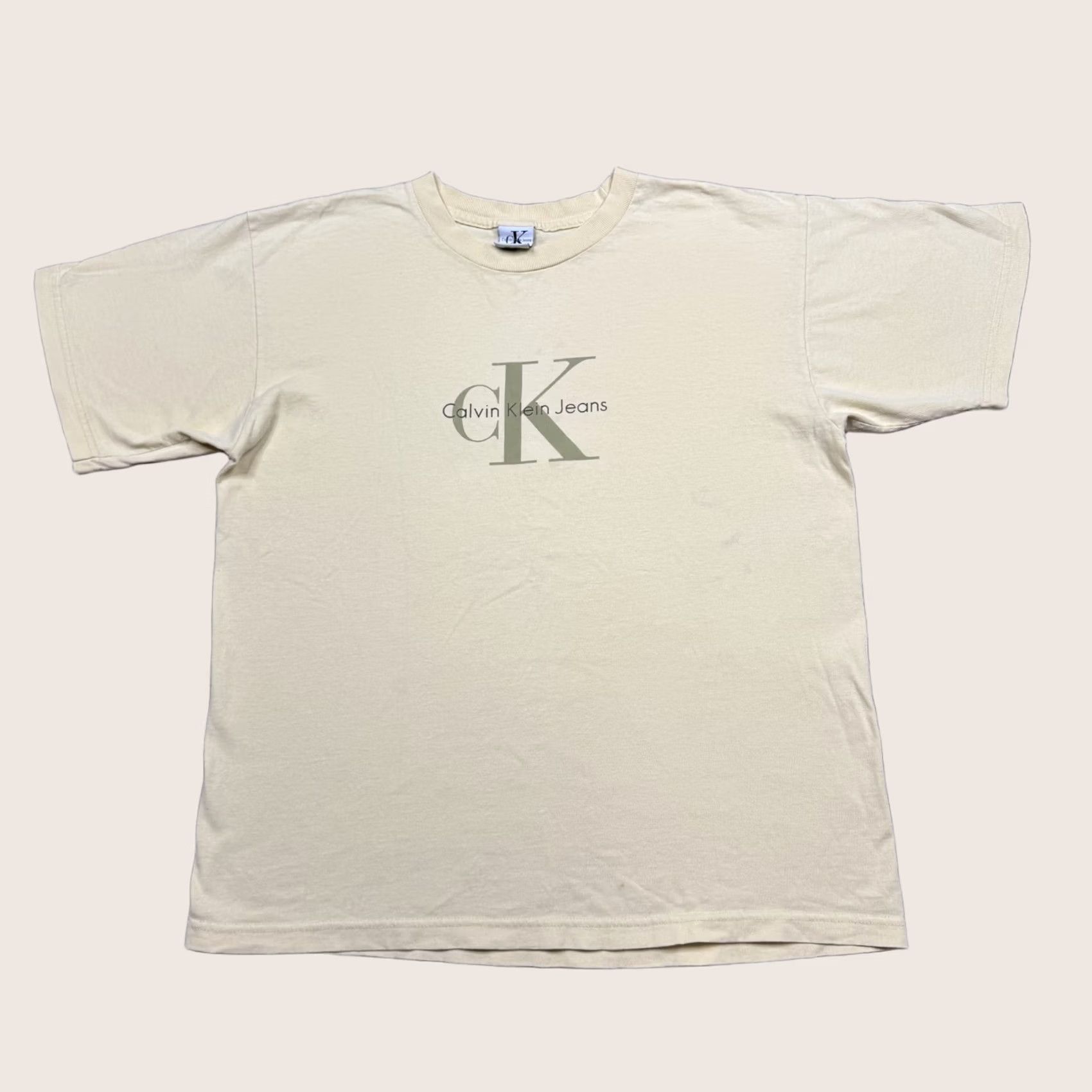 Calvin Klein Calvin Klein Men's Shirt M Yellow Short Sleeve Crew Neck Graphic Tee VTG Size US M / EU 48-50 / 2 - 1 Thumbnail