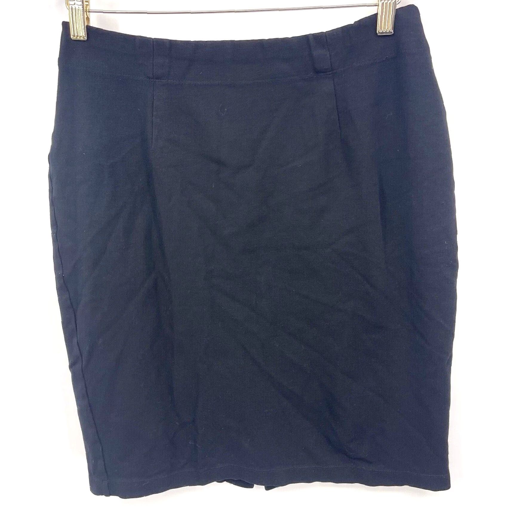 Eileen Fisher EILEEN FISHER Pencil Skirt Women Small Black Viscose Stretch Pull On Knee Length Black 90s? Size 28" / US 6 / IT 42 - 2 Thumbnail
