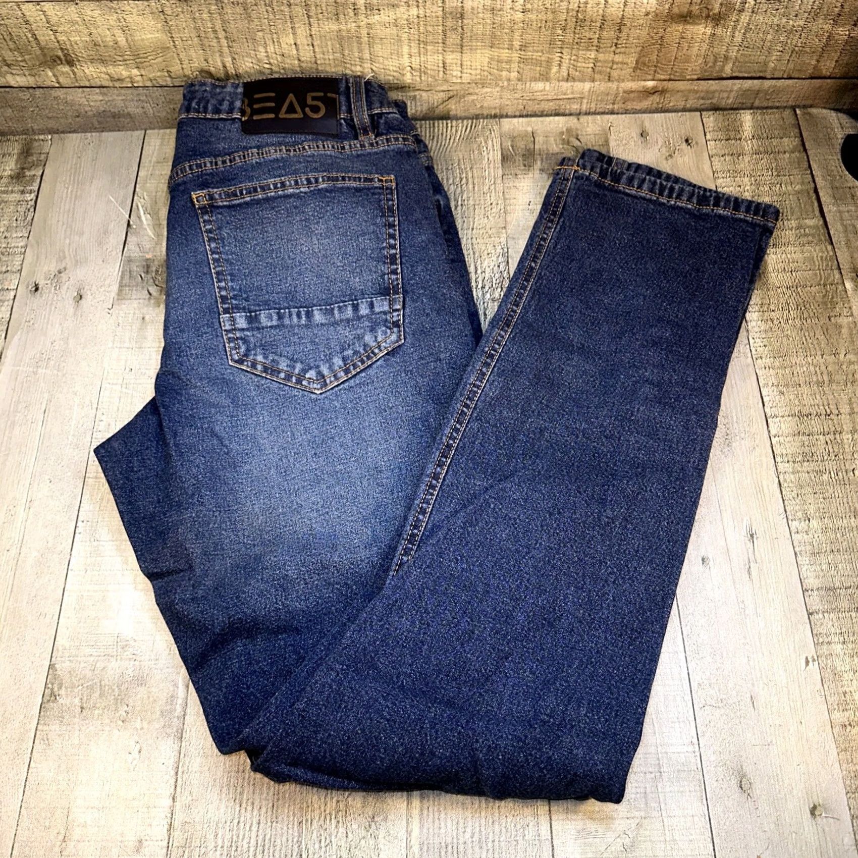 Vintage Indigo Beast Men Jeans Slim Straight 30 X 32 Blue Denim Slimming 20XXs Regular Adults Mens Size US 30 / EU 46 - 3 Thumbnail