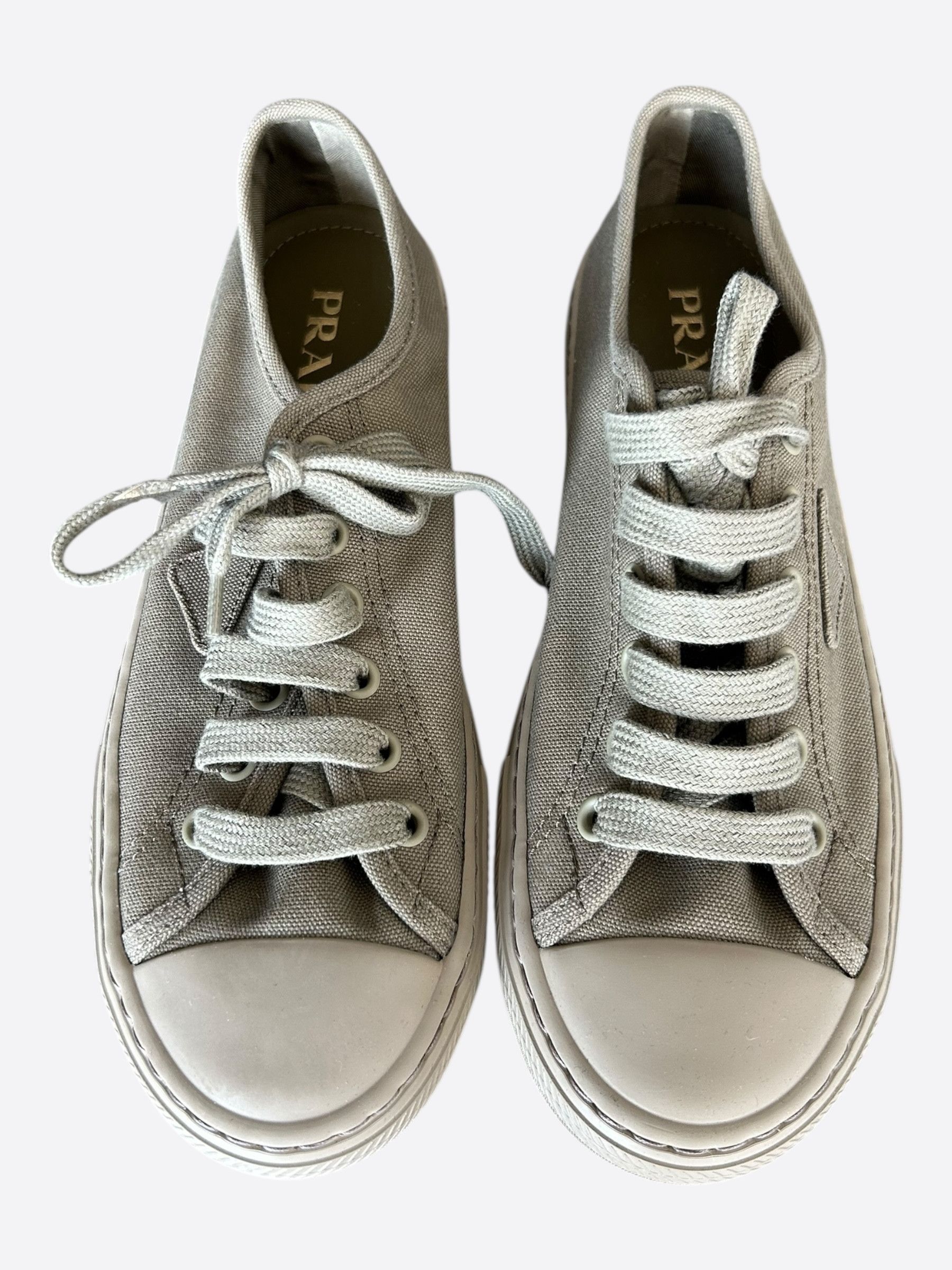 Prada Prada Olive Triangle Logo Canvas Sneakers Size US 8.5 / EU 41-42 - 2 Thumbnail