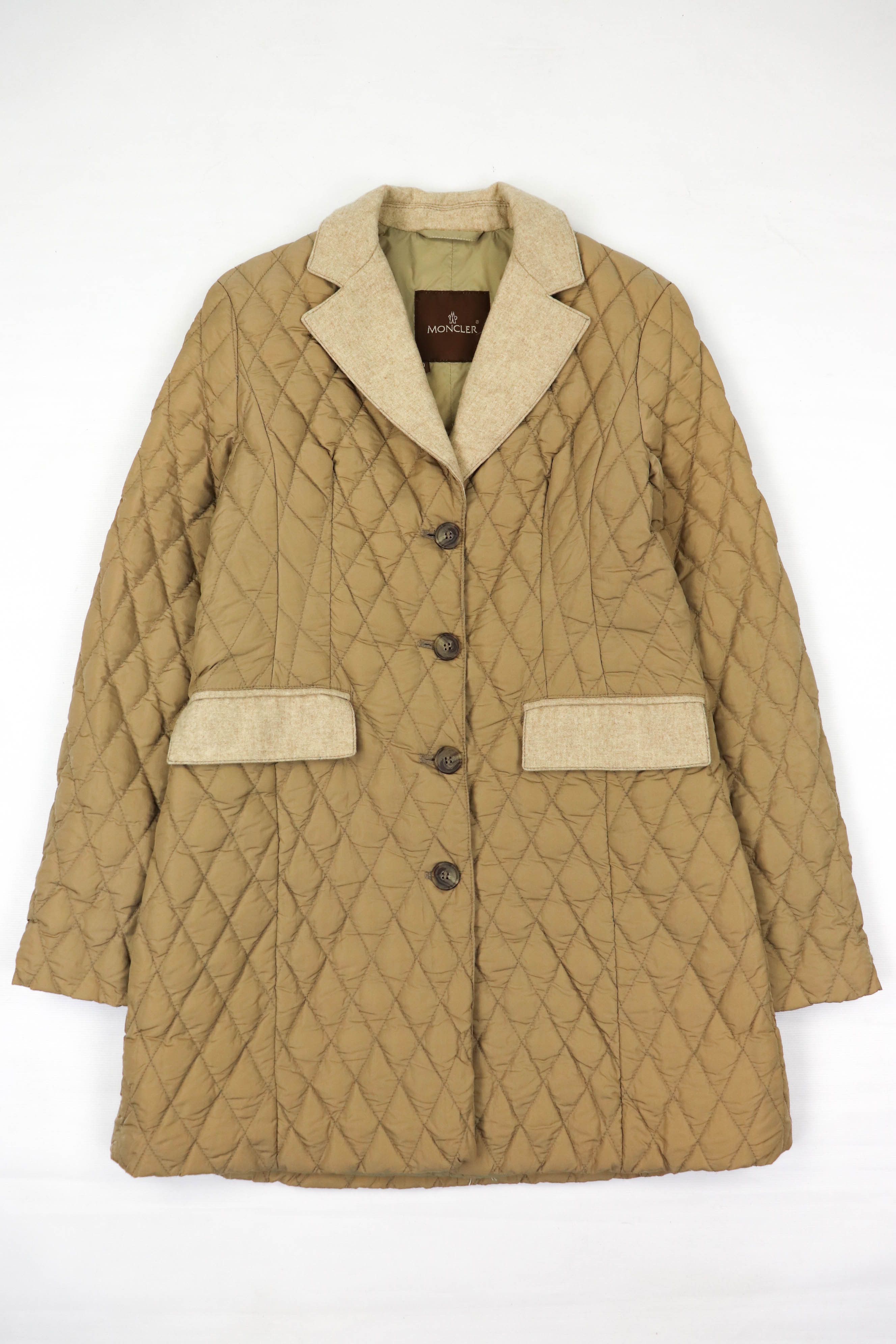 Moncler Vintage Moncler Beige Quilted Nylon Down Puffer Coat Jacket Size XS / US 0-2 / IT 36-38 - 1 Thumbnail